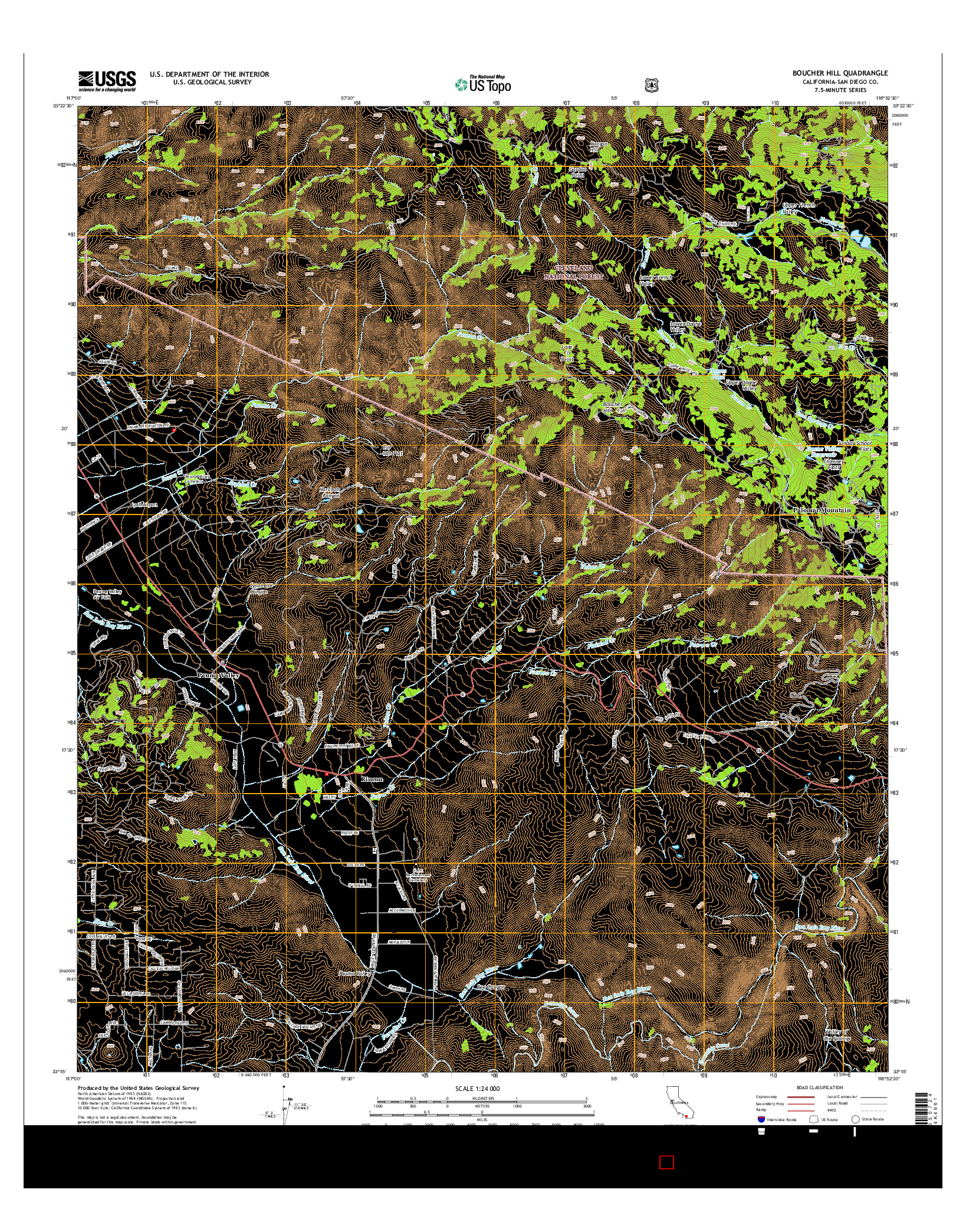 USGS US TOPO 7.5-MINUTE MAP FOR BOUCHER HILL, CA 2015