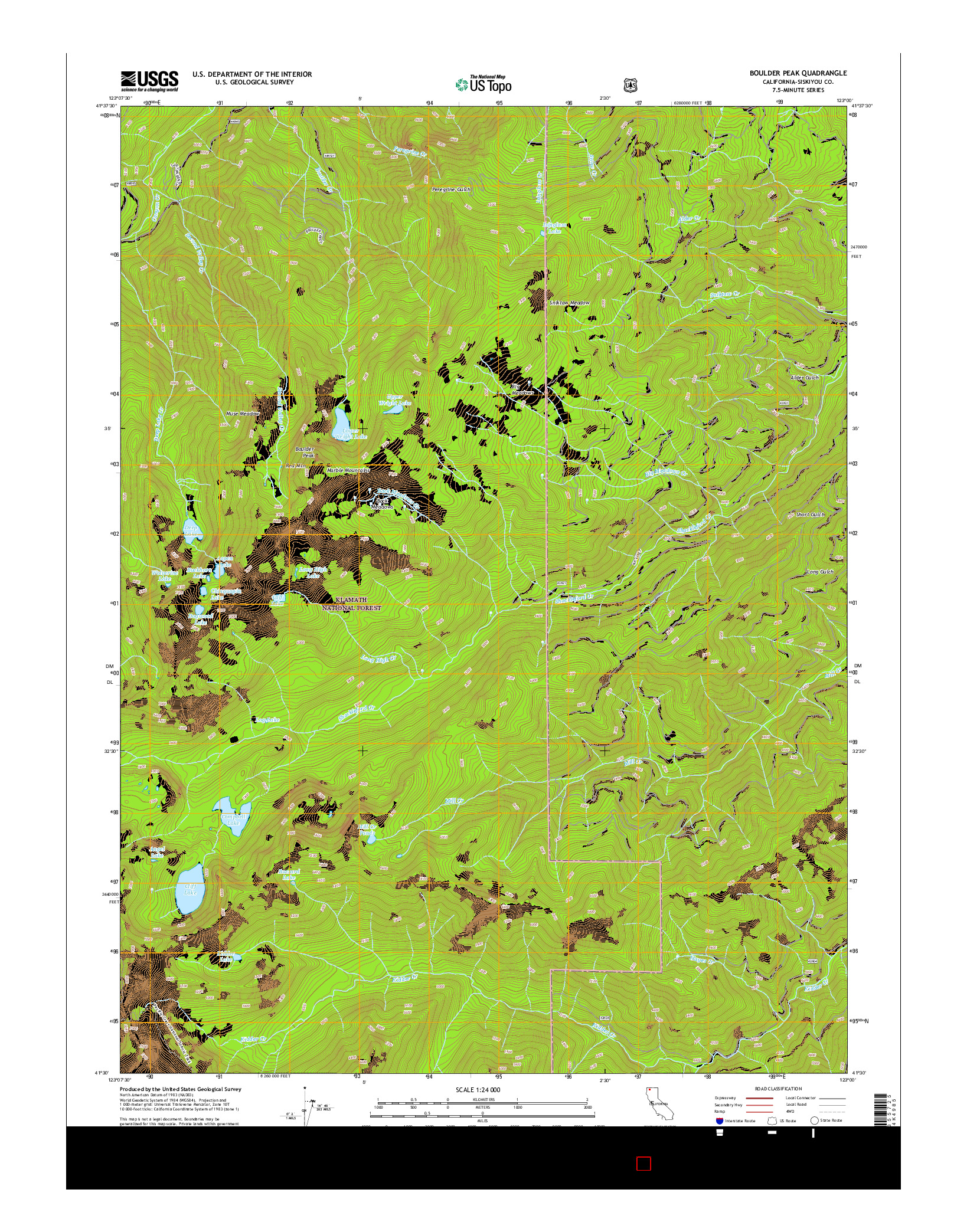 USGS US TOPO 7.5-MINUTE MAP FOR BOULDER PEAK, CA 2015