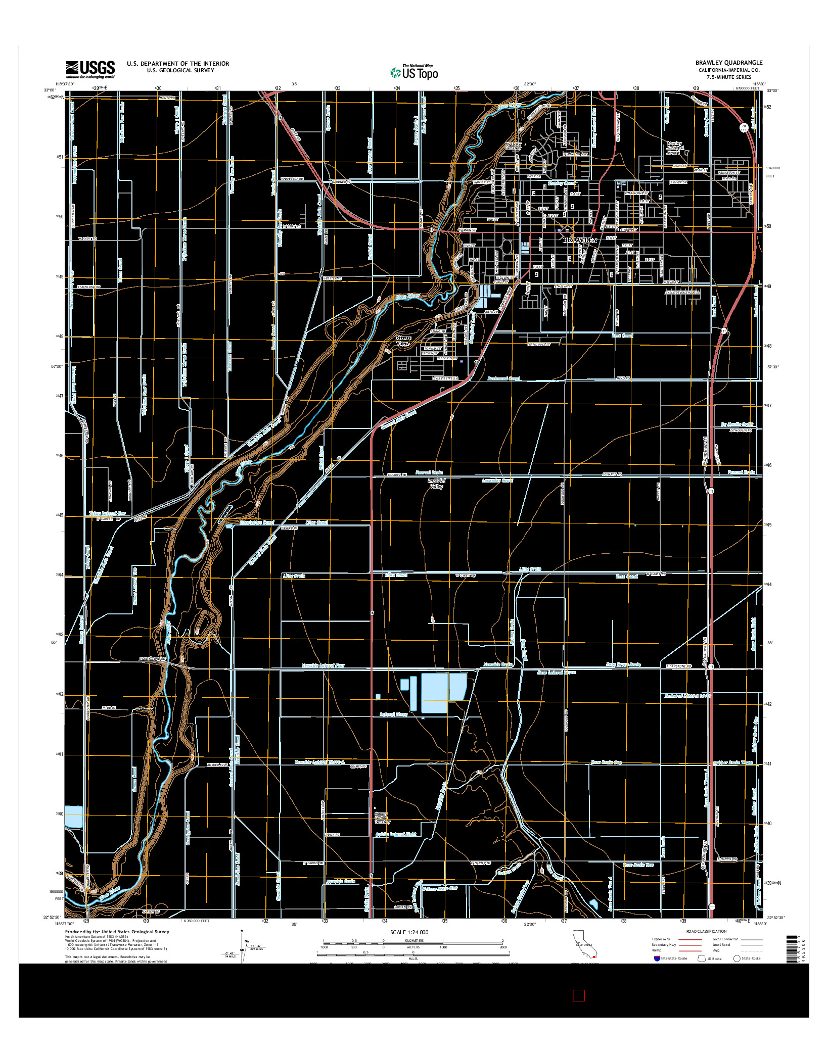 USGS US TOPO 7.5-MINUTE MAP FOR BRAWLEY, CA 2015