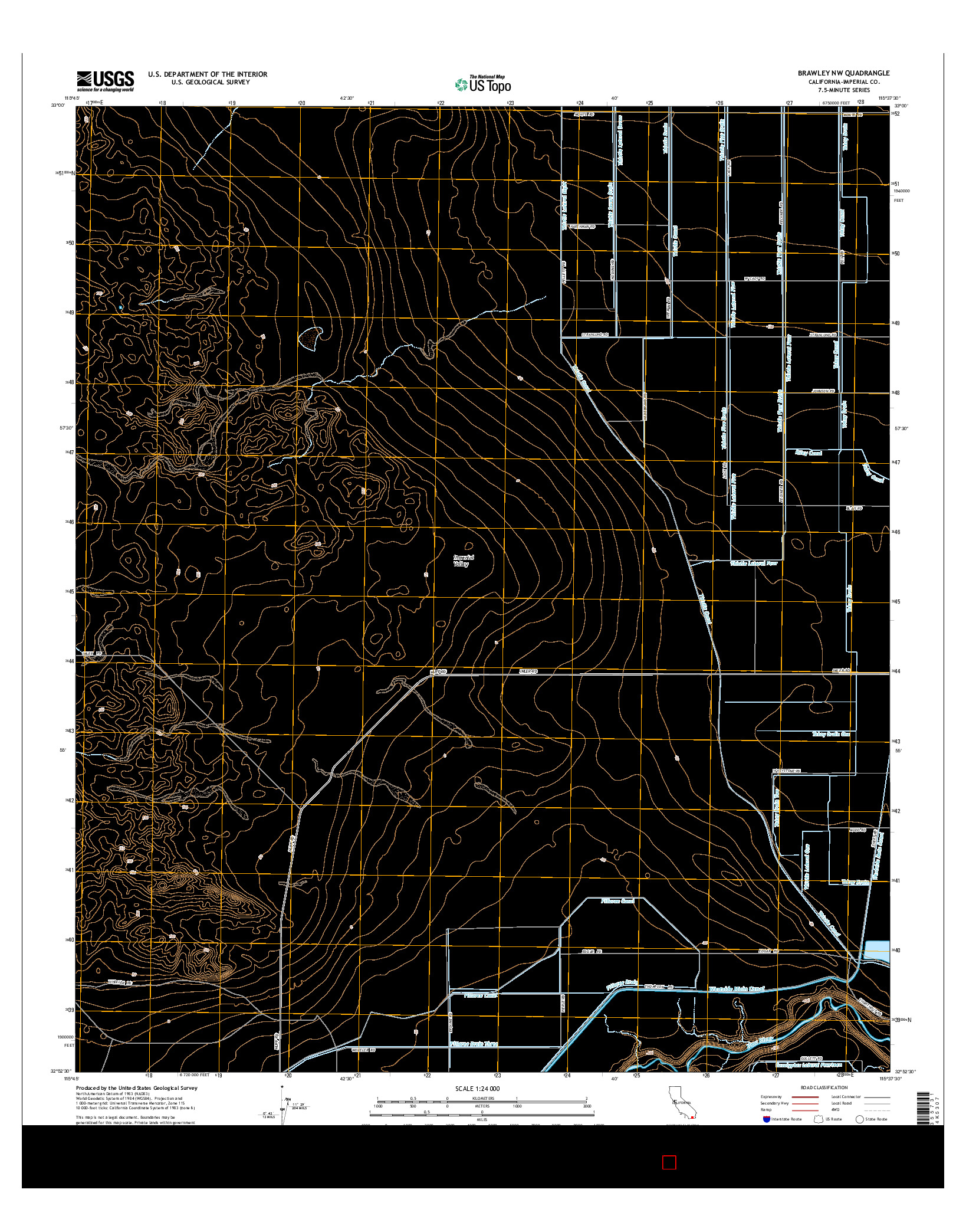 USGS US TOPO 7.5-MINUTE MAP FOR BRAWLEY NW, CA 2015