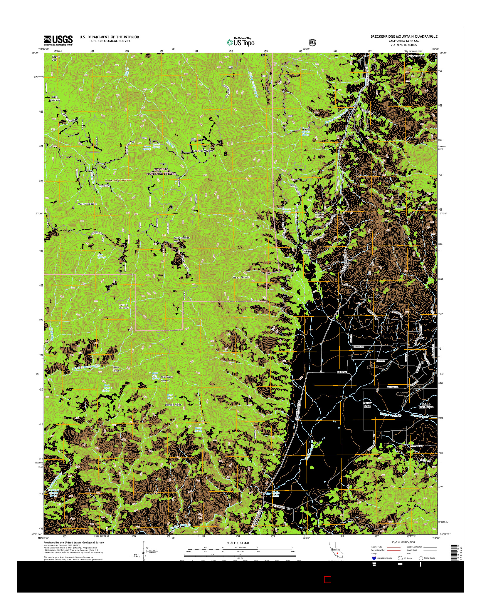 USGS US TOPO 7.5-MINUTE MAP FOR BRECKENRIDGE MOUNTAIN, CA 2015
