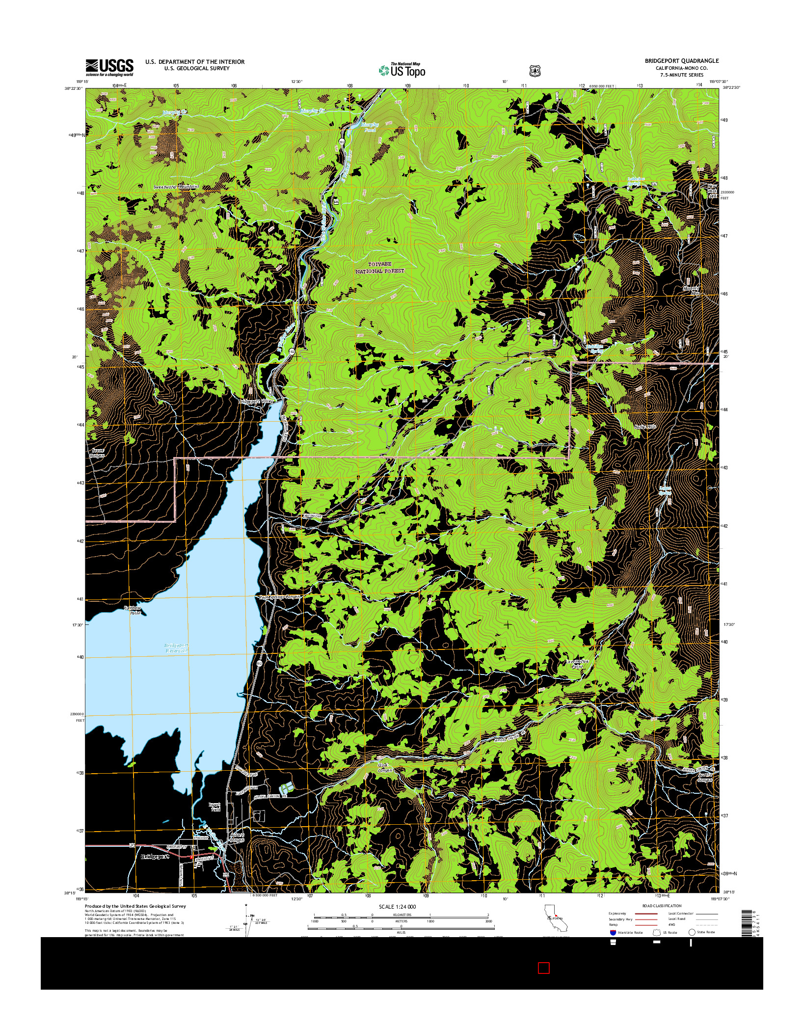 USGS US TOPO 7.5-MINUTE MAP FOR BRIDGEPORT, CA 2015