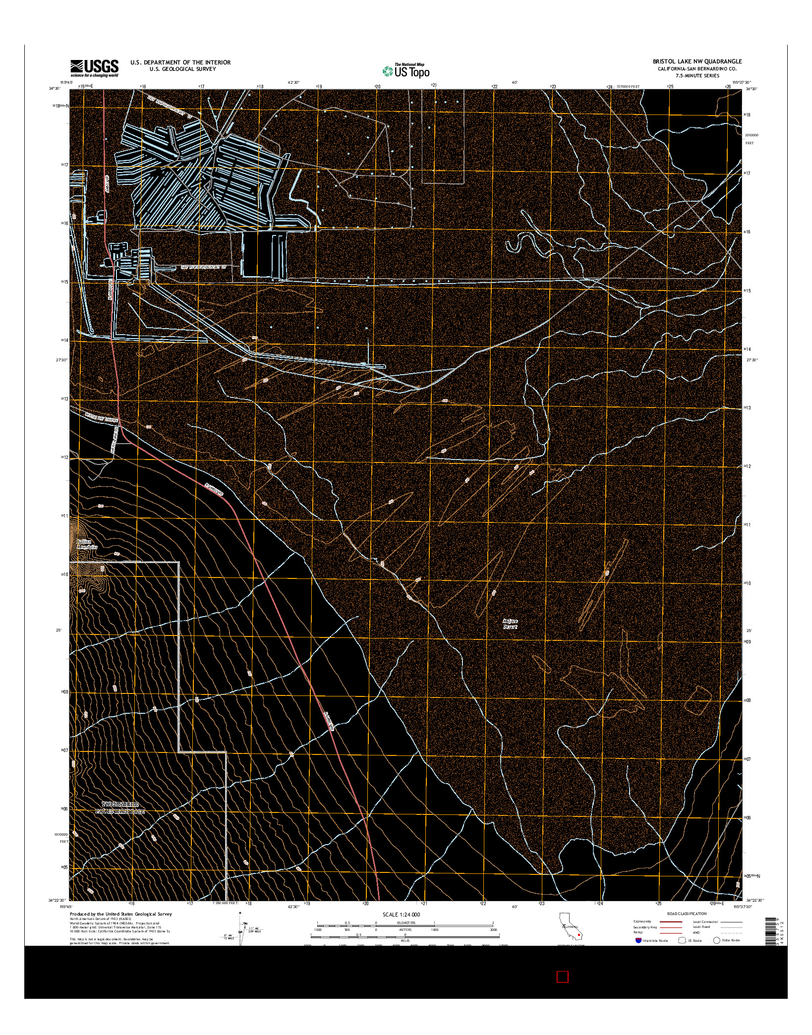 USGS US TOPO 7.5-MINUTE MAP FOR BRISTOL LAKE NW, CA 2015