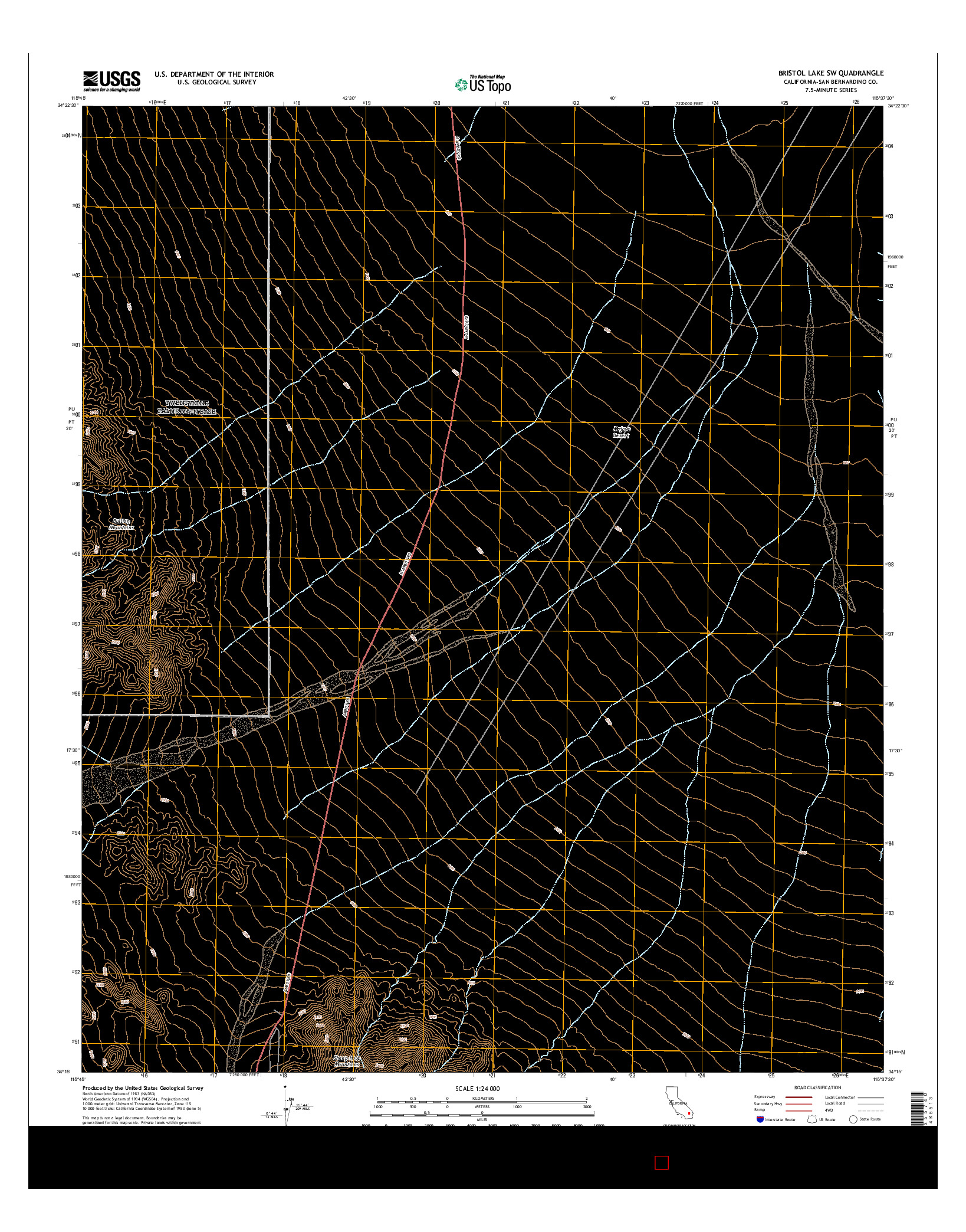 USGS US TOPO 7.5-MINUTE MAP FOR BRISTOL LAKE SW, CA 2015