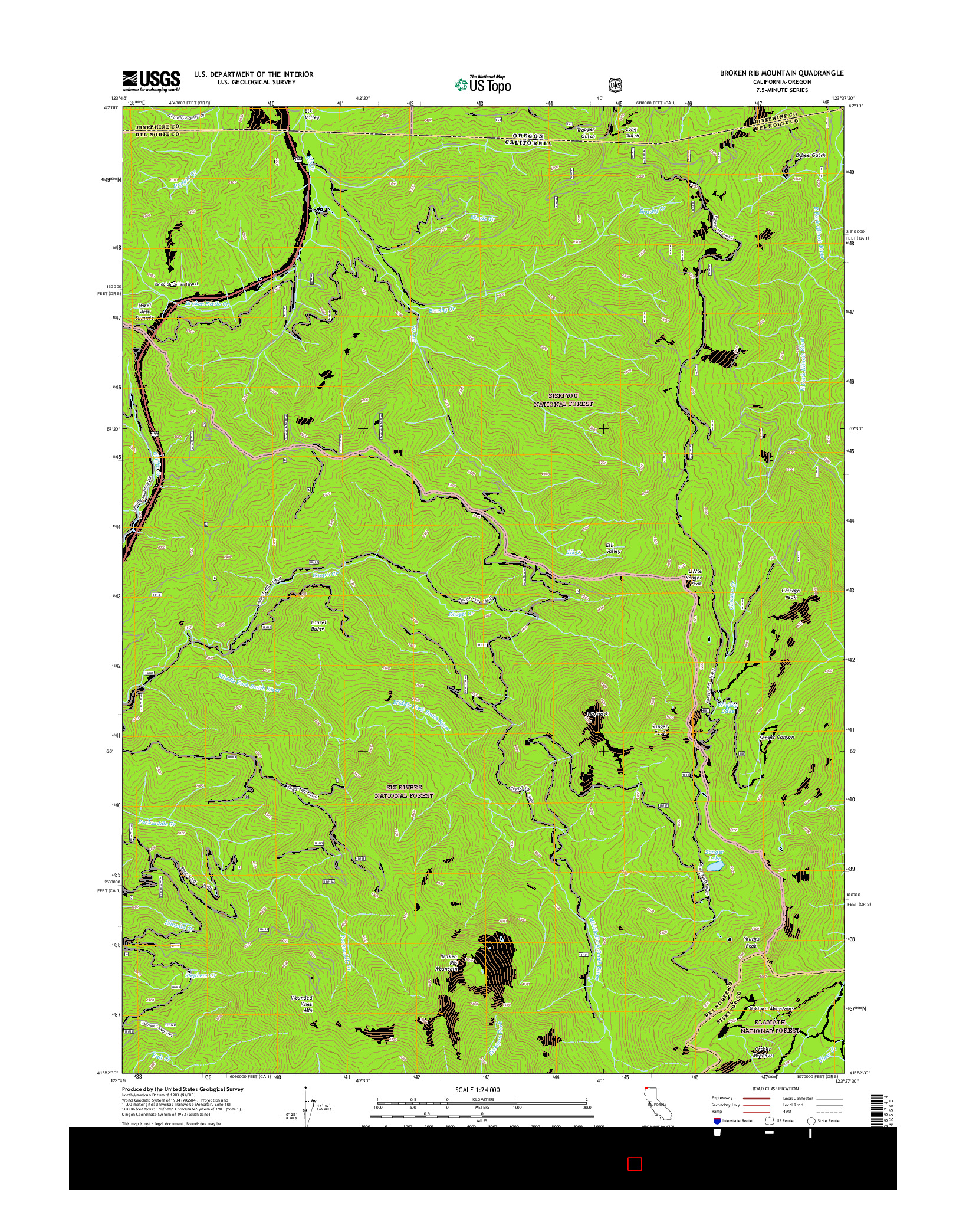 USGS US TOPO 7.5-MINUTE MAP FOR BROKEN RIB MOUNTAIN, CA-OR 2015