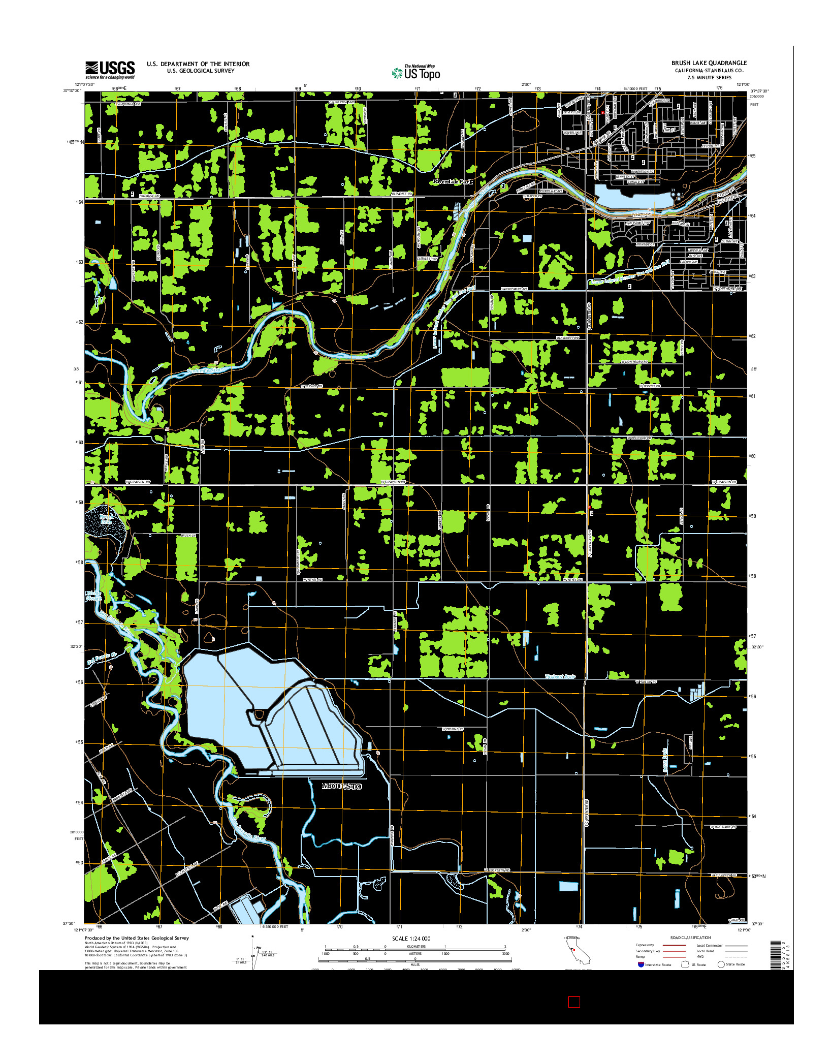 USGS US TOPO 7.5-MINUTE MAP FOR BRUSH LAKE, CA 2015