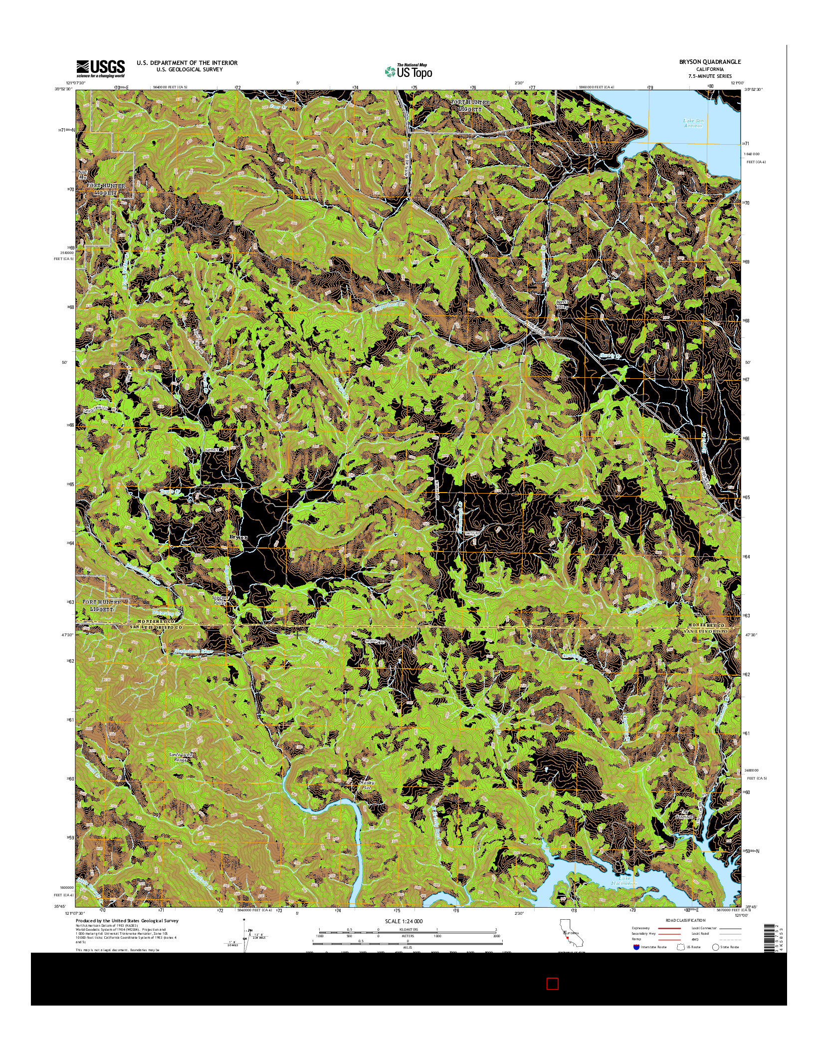 USGS US TOPO 7.5-MINUTE MAP FOR BRYSON, CA 2015