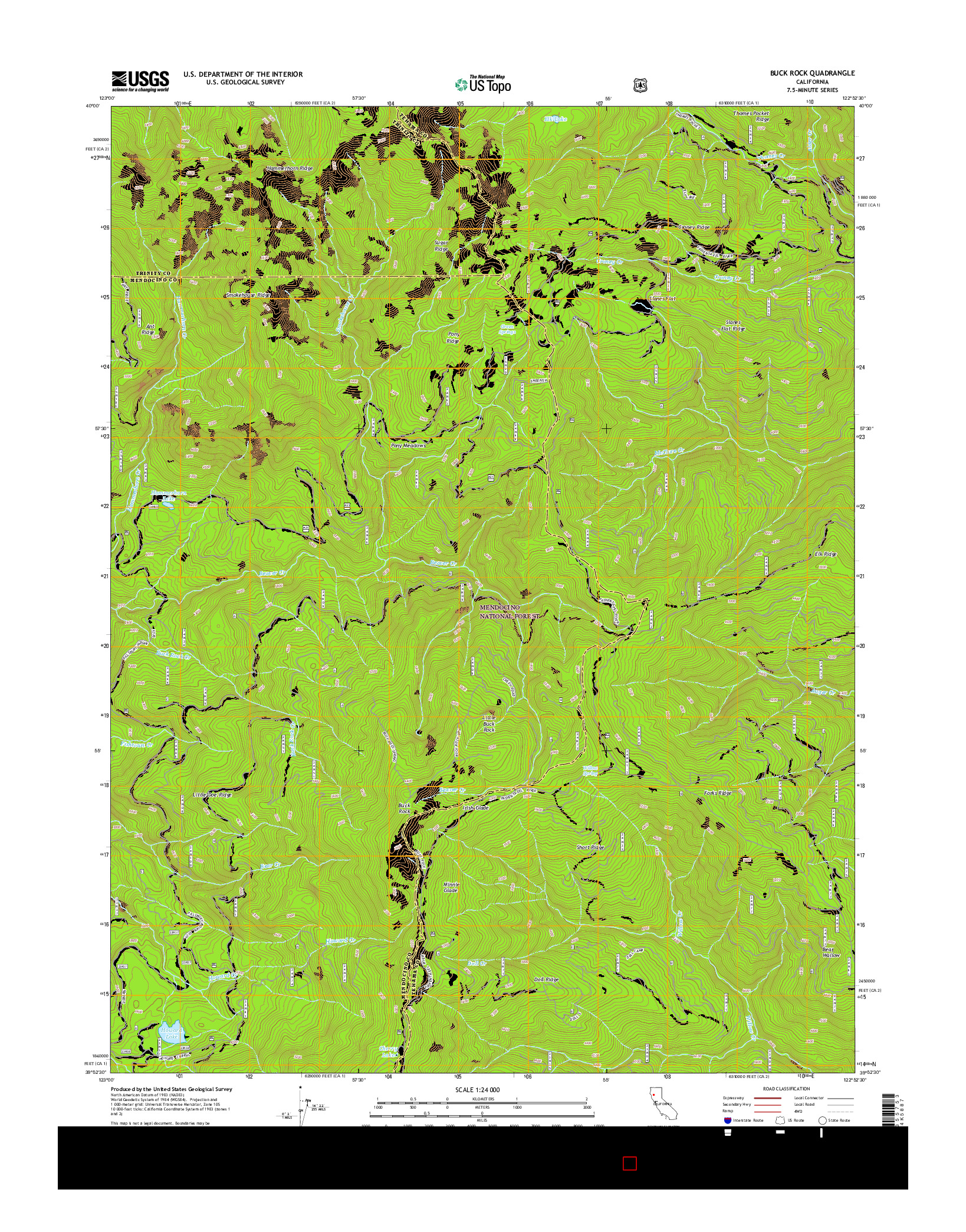 USGS US TOPO 7.5-MINUTE MAP FOR BUCK ROCK, CA 2015