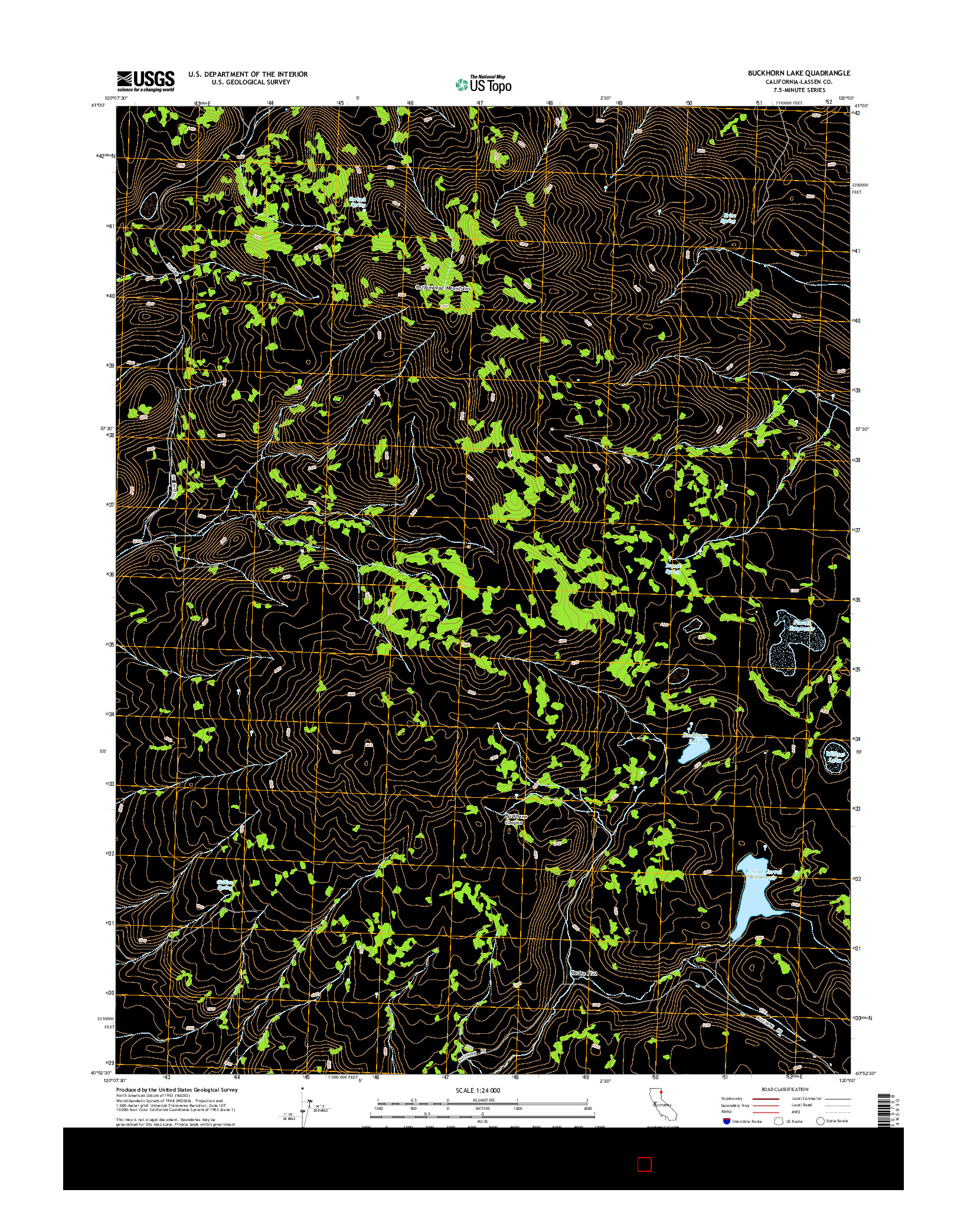 USGS US TOPO 7.5-MINUTE MAP FOR BUCKHORN LAKE, CA 2015