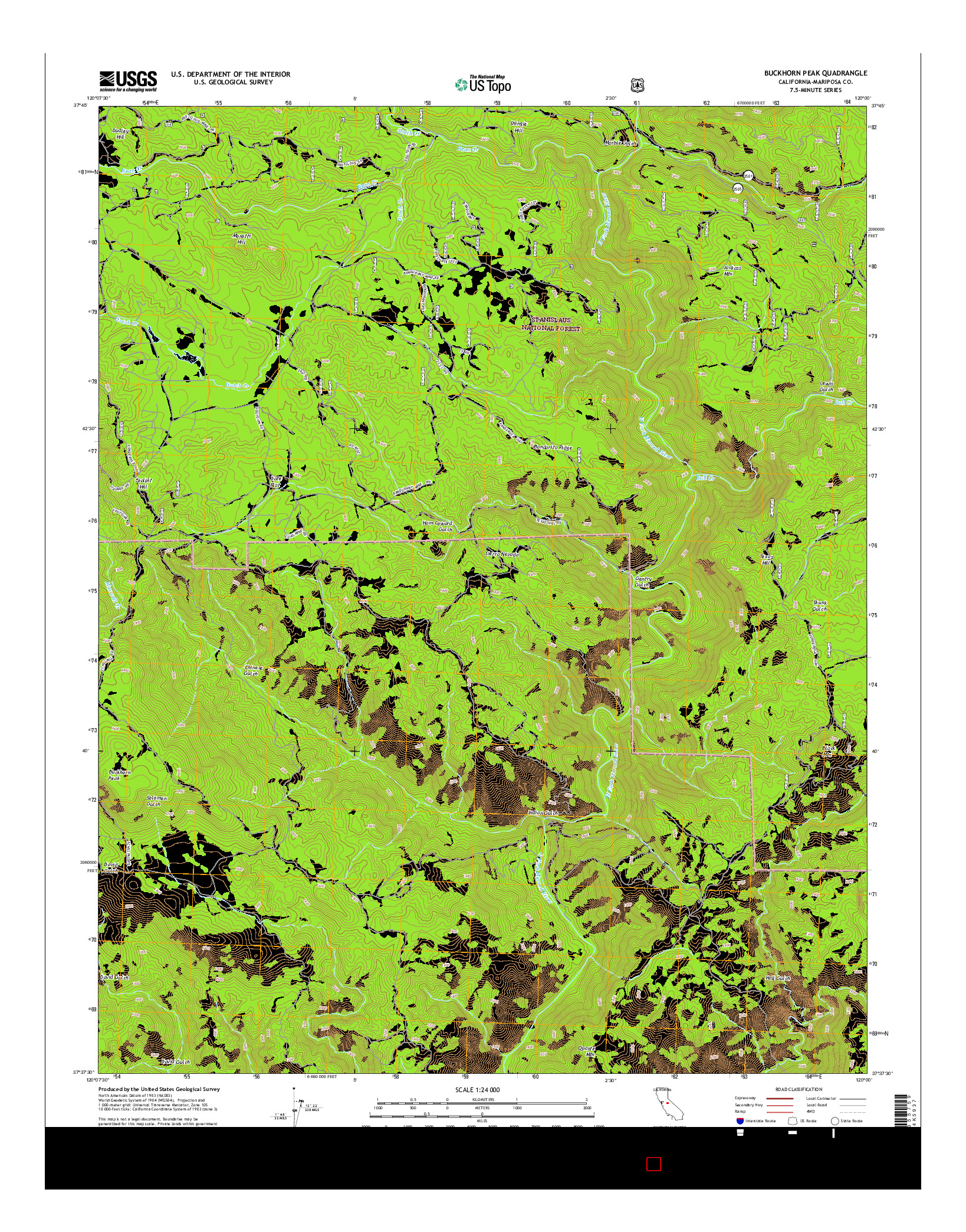 USGS US TOPO 7.5-MINUTE MAP FOR BUCKHORN PEAK, CA 2015