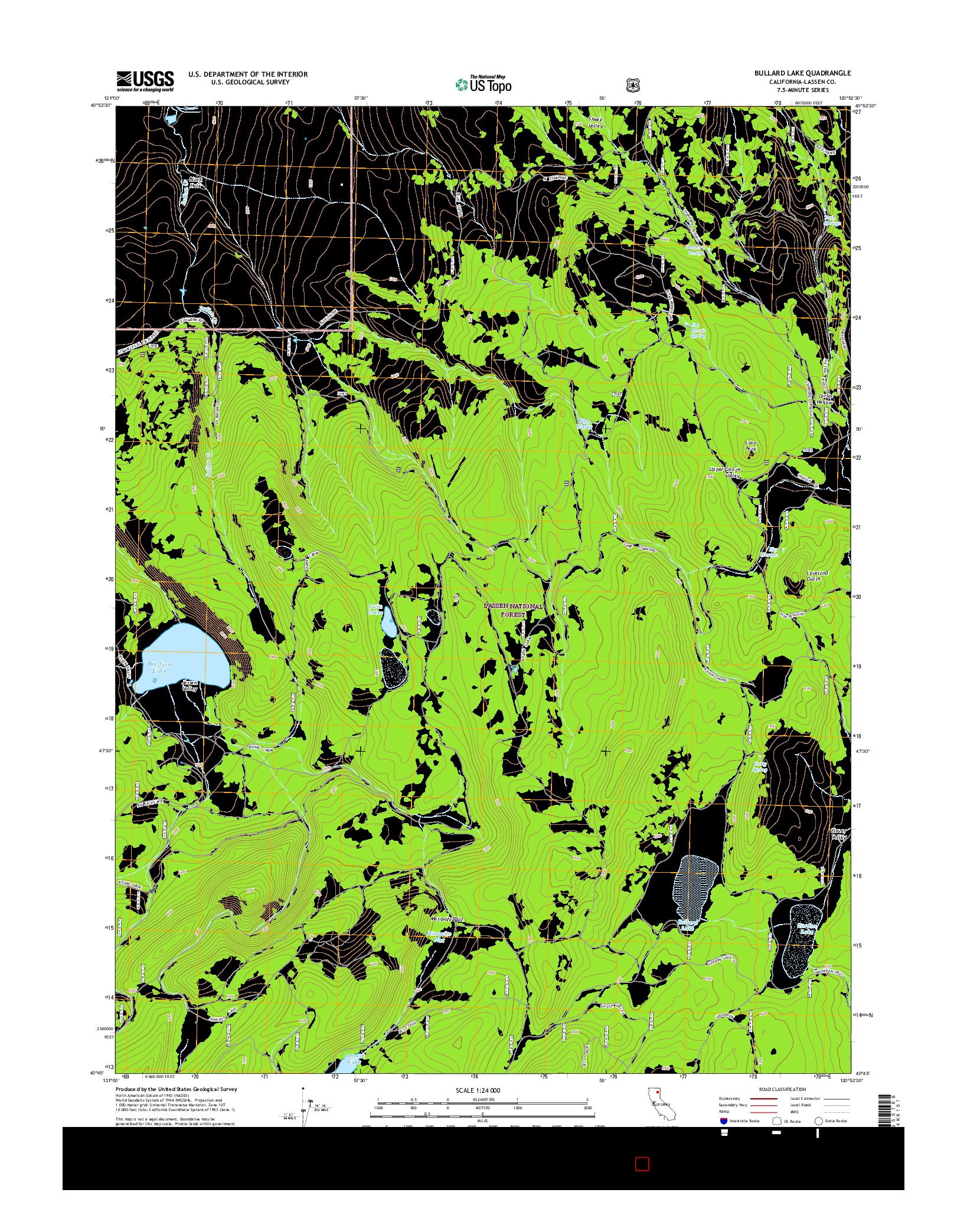 USGS US TOPO 7.5-MINUTE MAP FOR BULLARD LAKE, CA 2015