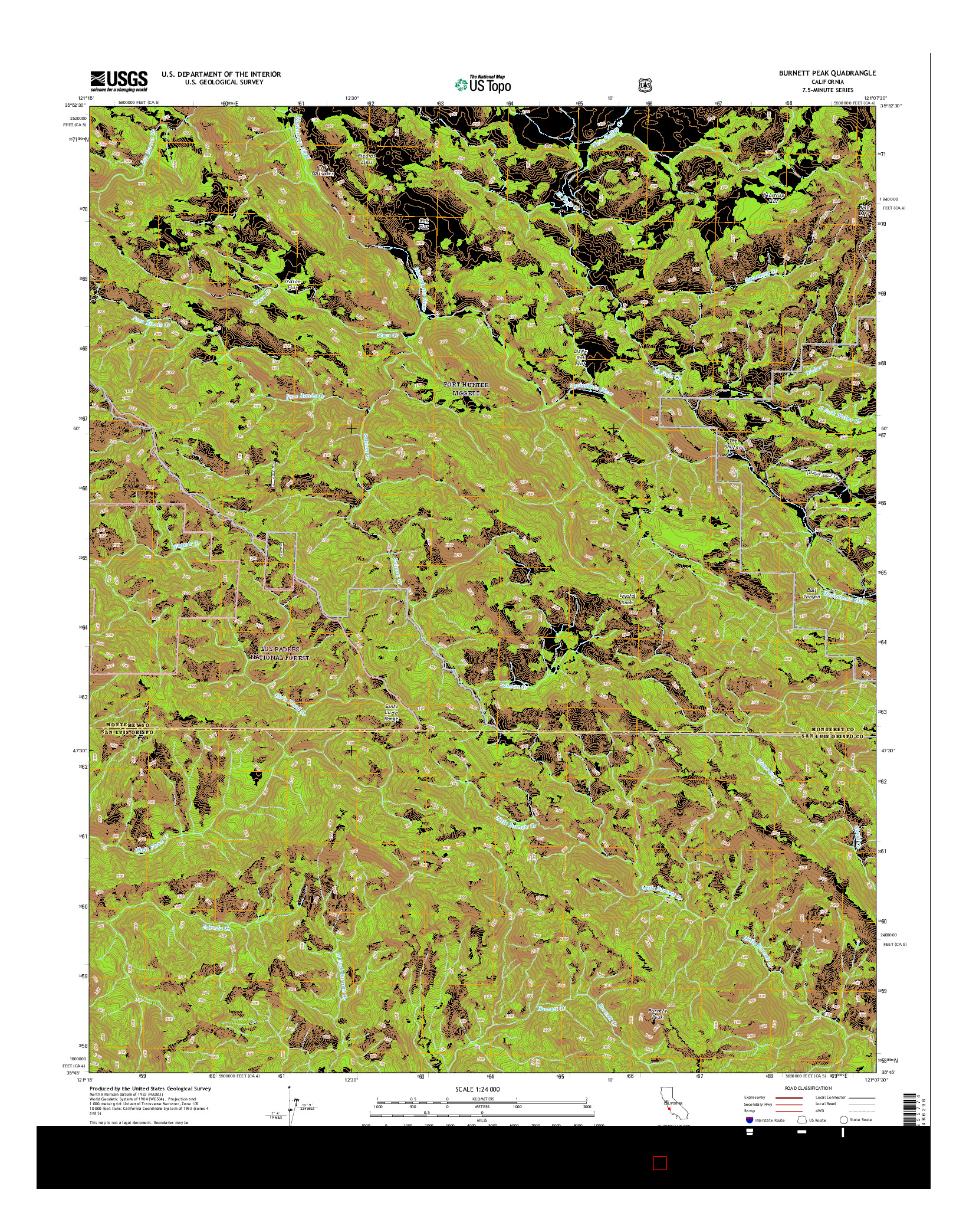 USGS US TOPO 7.5-MINUTE MAP FOR BURNETT PEAK, CA 2015