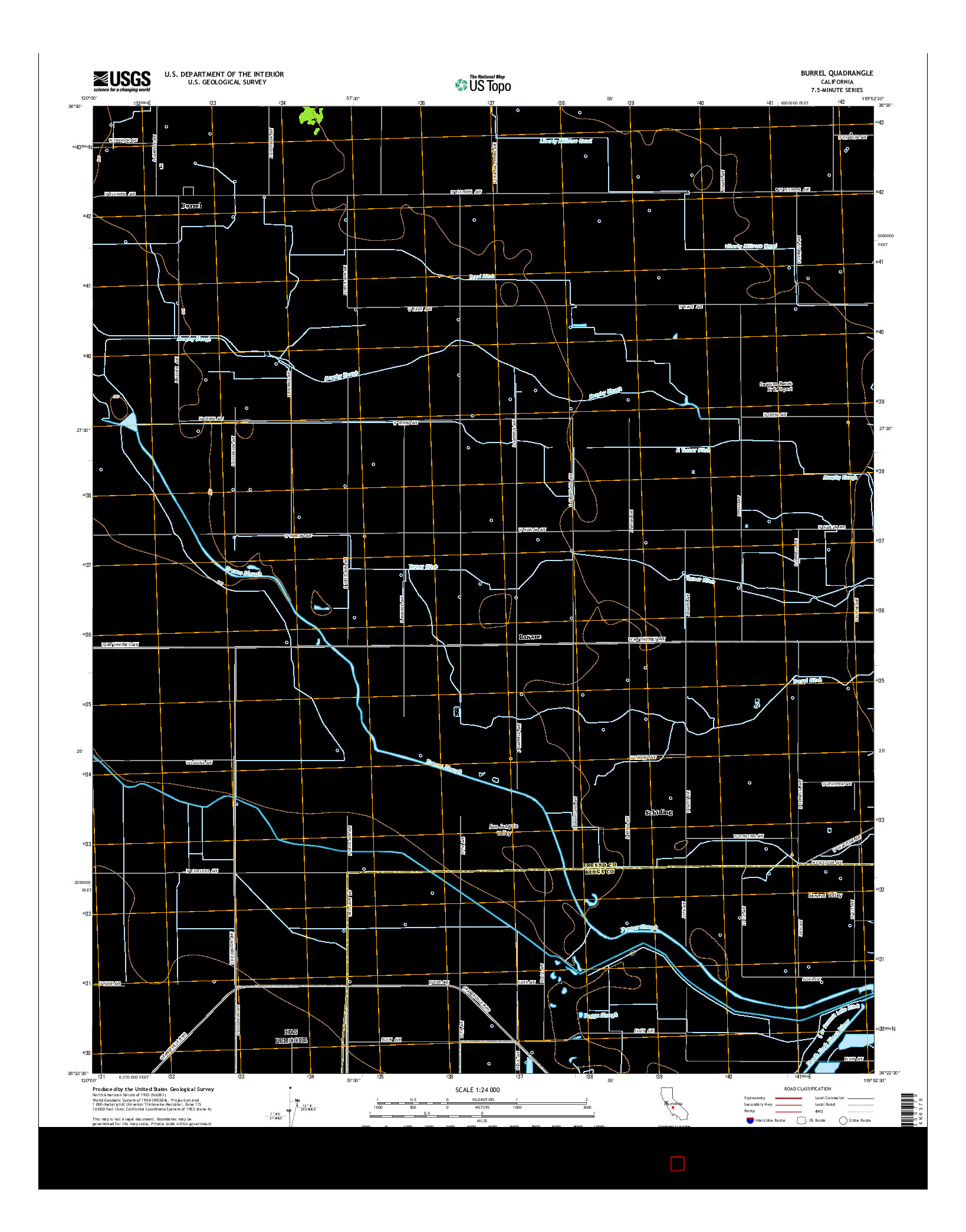 USGS US TOPO 7.5-MINUTE MAP FOR BURREL, CA 2015