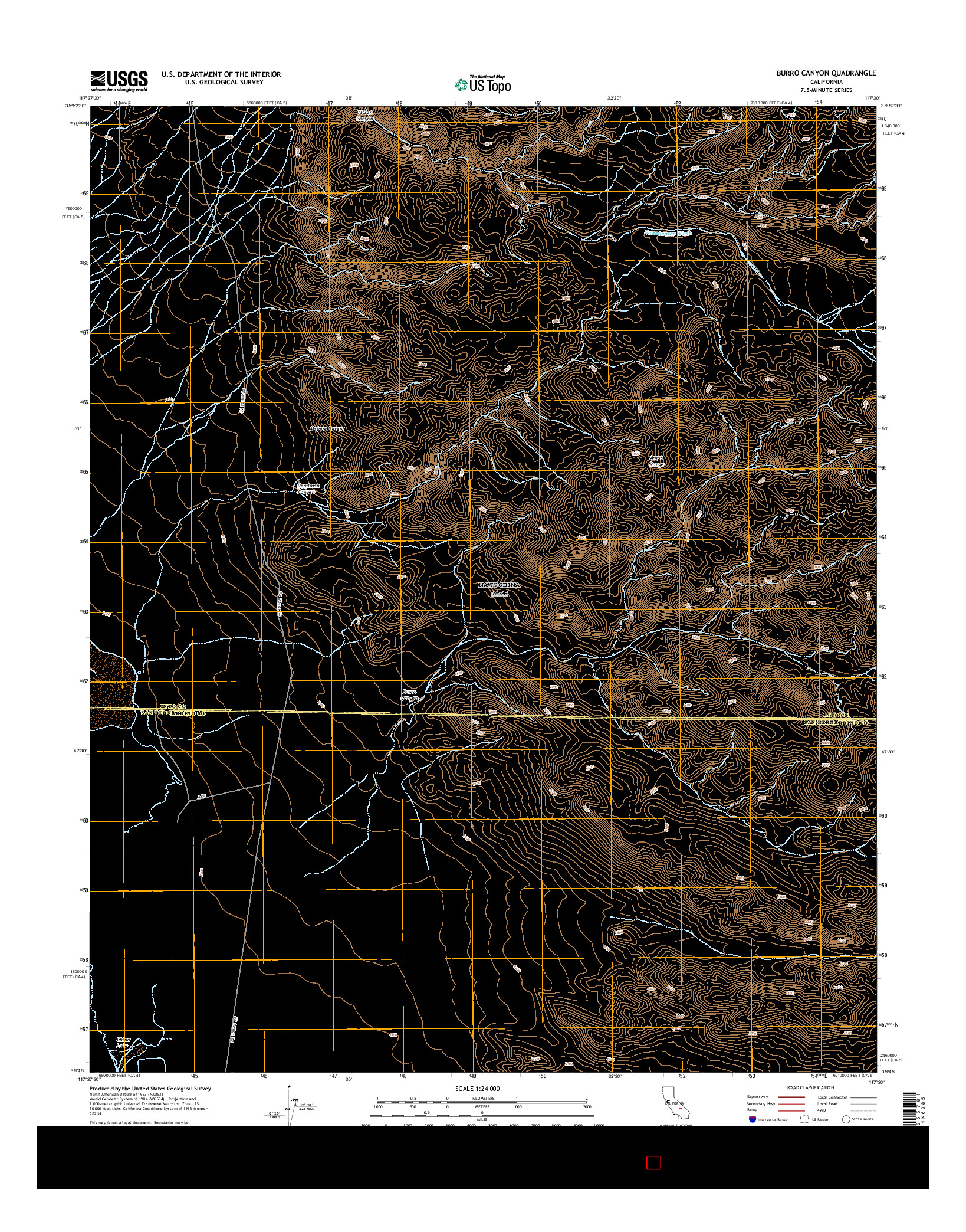 USGS US TOPO 7.5-MINUTE MAP FOR BURRO CANYON, CA 2015