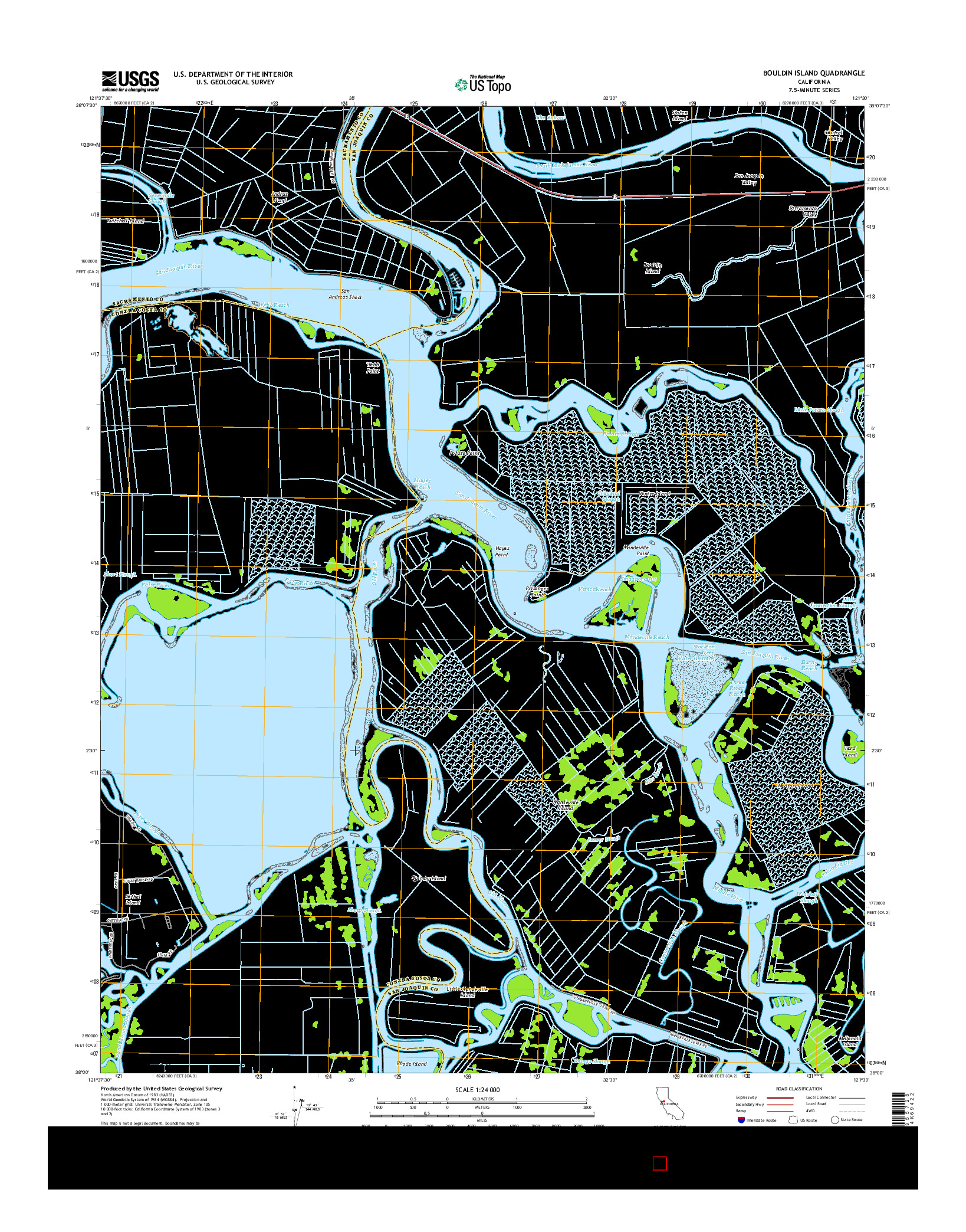 USGS US TOPO 7.5-MINUTE MAP FOR BOULDIN ISLAND, CA 2015