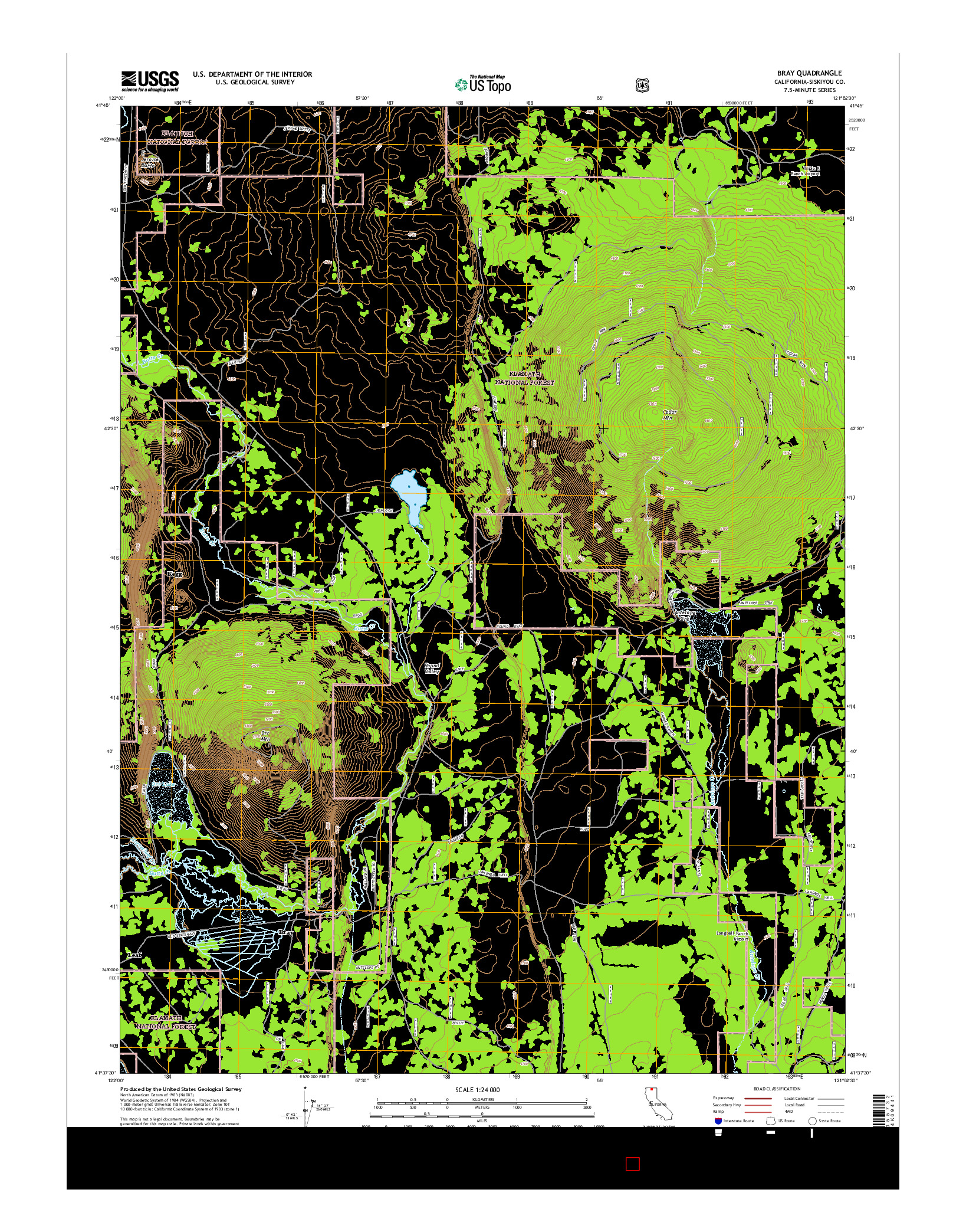 USGS US TOPO 7.5-MINUTE MAP FOR BRAY, CA 2015