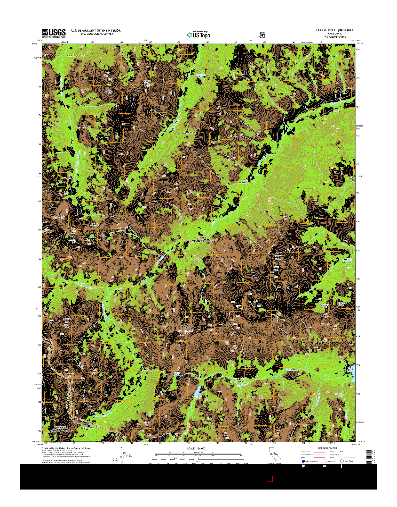 USGS US TOPO 7.5-MINUTE MAP FOR BUCKEYE RIDGE, CA 2015