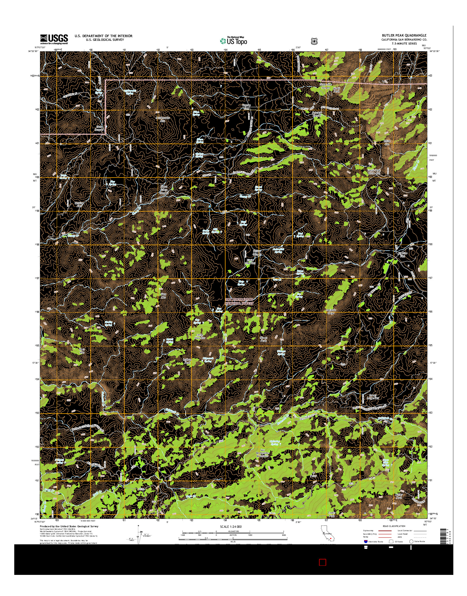 USGS US TOPO 7.5-MINUTE MAP FOR BUTLER PEAK, CA 2015