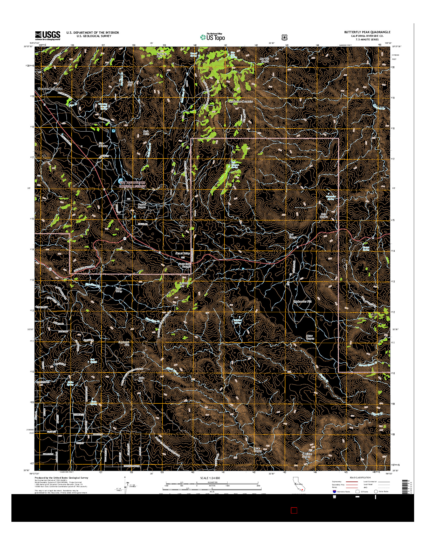 USGS US TOPO 7.5-MINUTE MAP FOR BUTTERFLY PEAK, CA 2015
