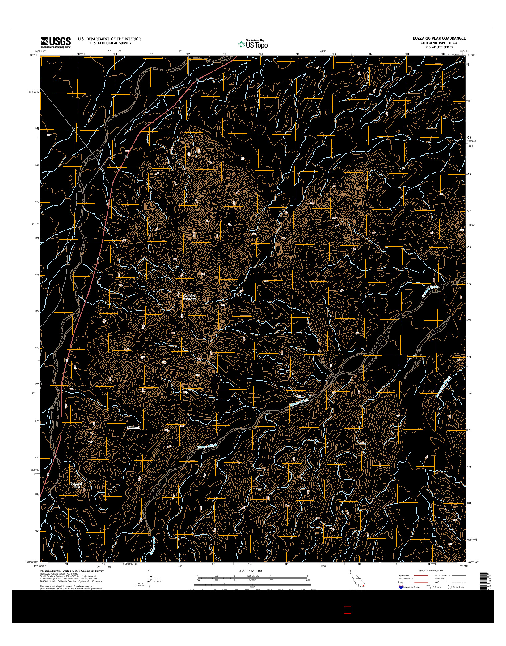 USGS US TOPO 7.5-MINUTE MAP FOR BUZZARDS PEAK, CA 2015