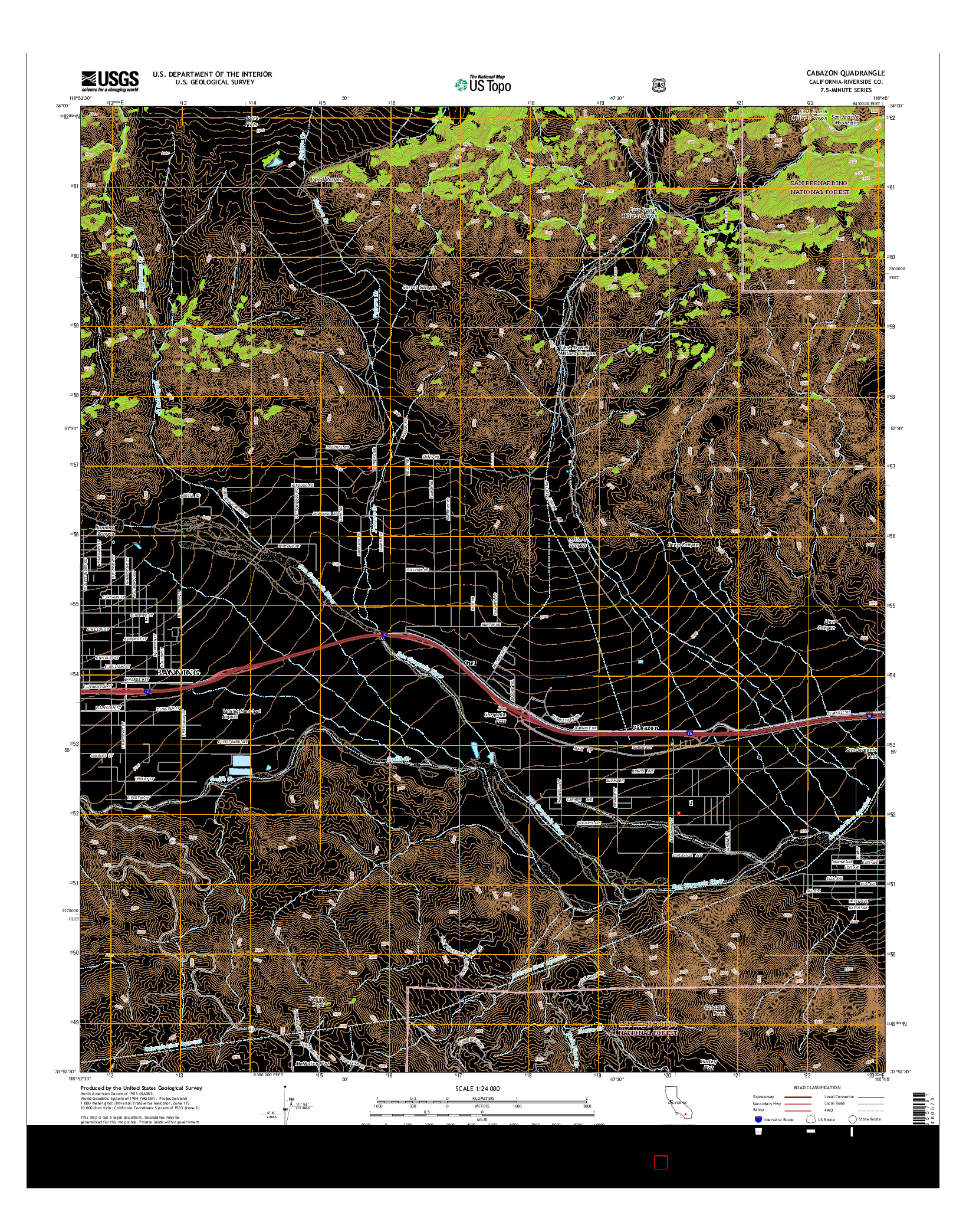 USGS US TOPO 7.5-MINUTE MAP FOR CABAZON, CA 2015