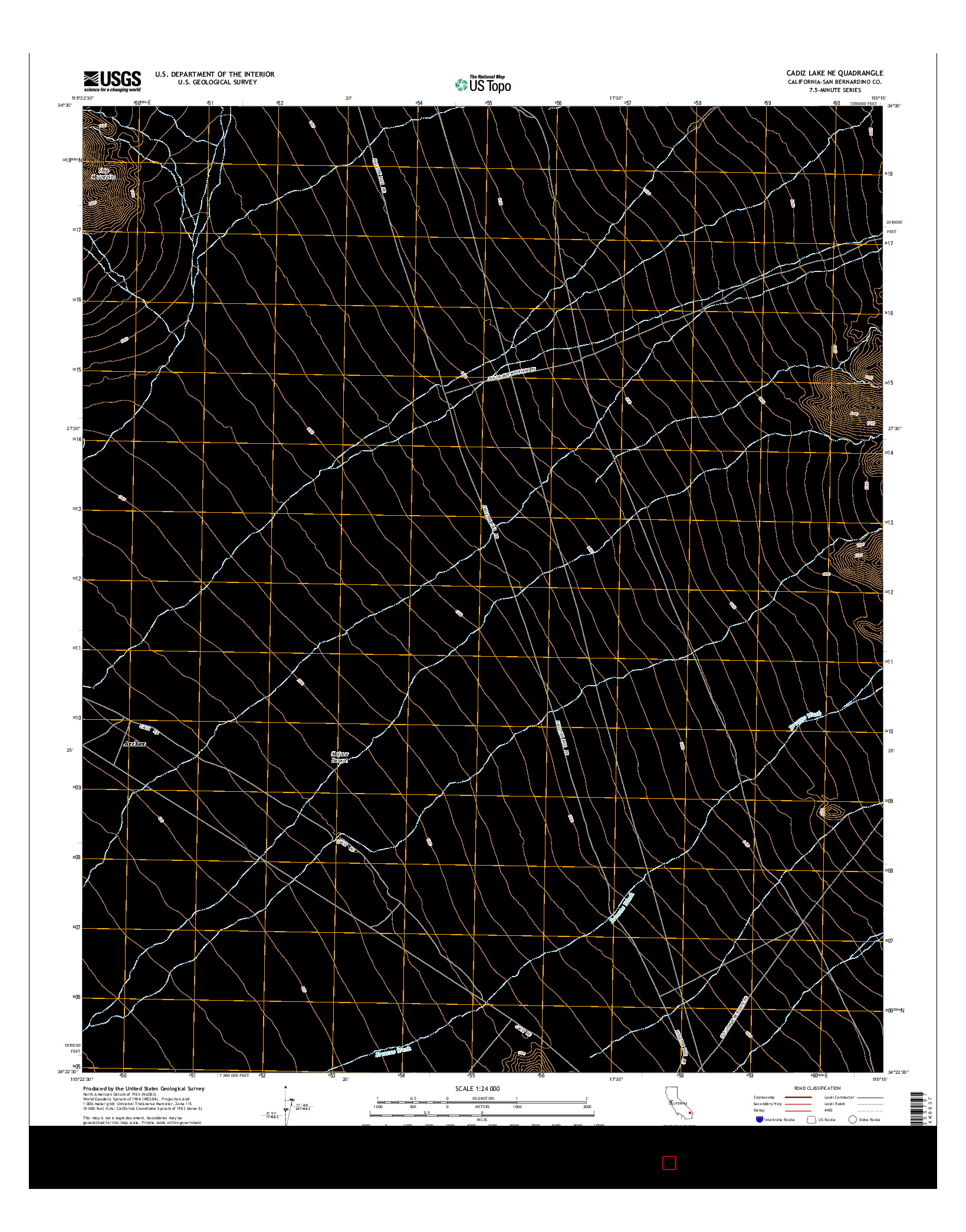 USGS US TOPO 7.5-MINUTE MAP FOR CADIZ LAKE NE, CA 2015