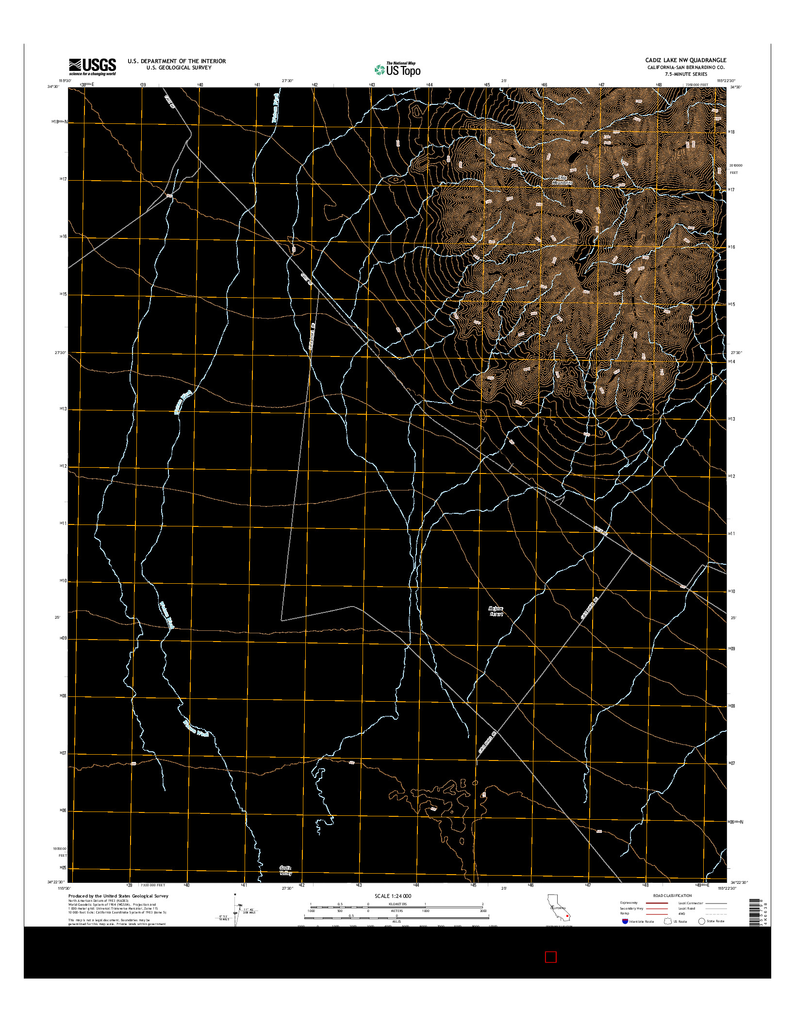 USGS US TOPO 7.5-MINUTE MAP FOR CADIZ LAKE NW, CA 2015