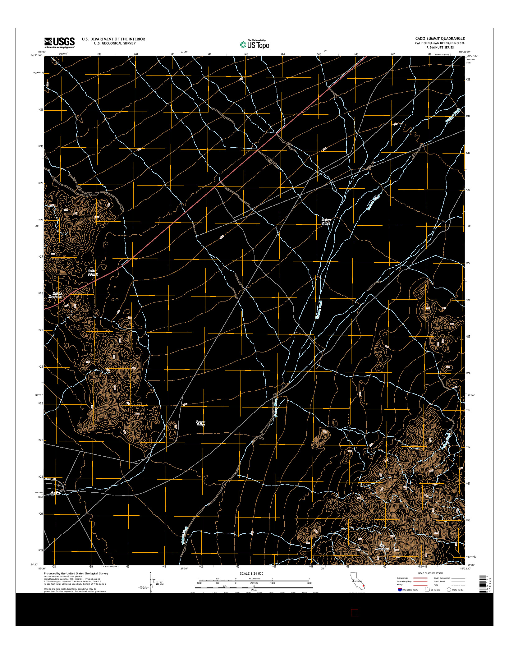 USGS US TOPO 7.5-MINUTE MAP FOR CADIZ SUMMIT, CA 2015