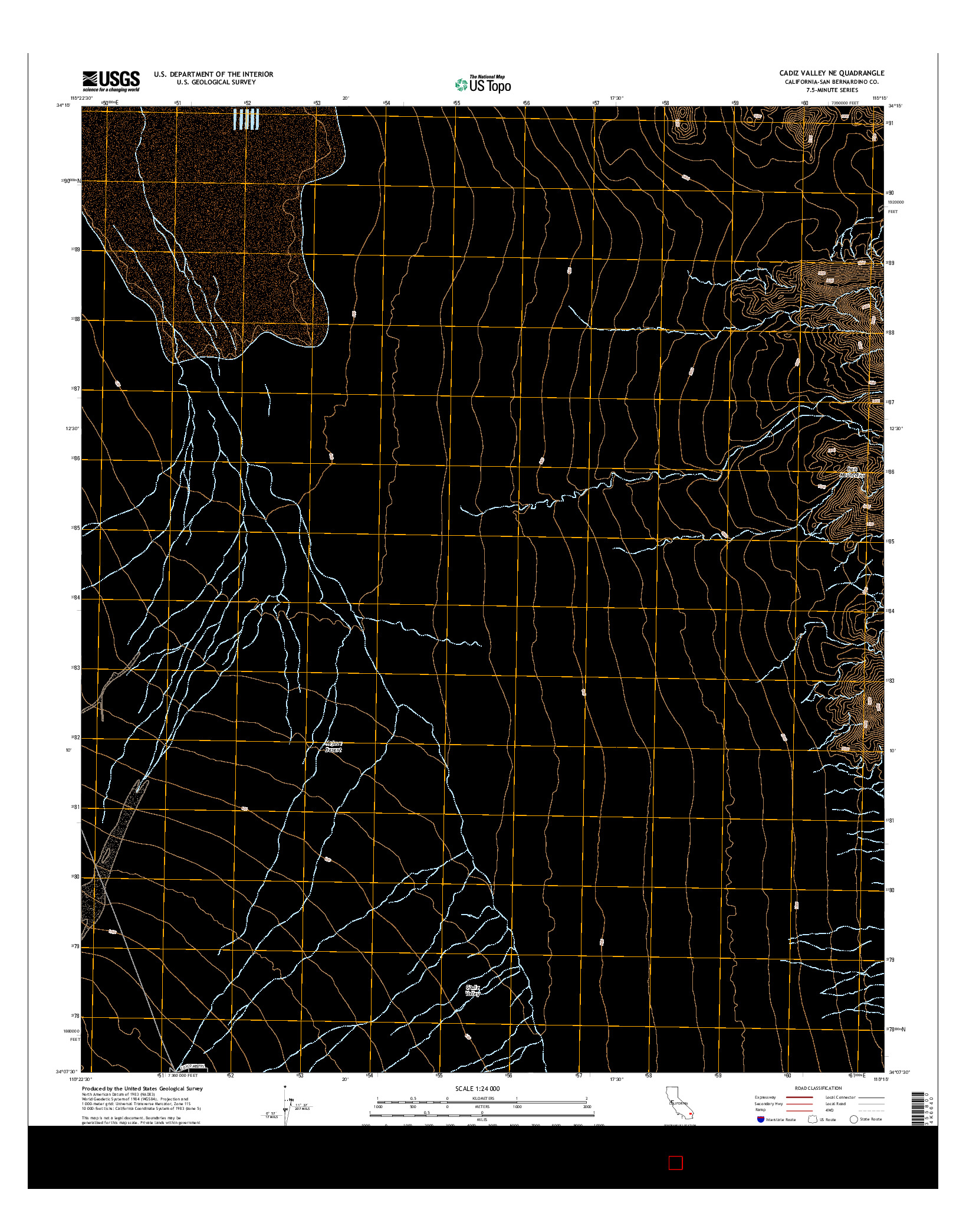 USGS US TOPO 7.5-MINUTE MAP FOR CADIZ VALLEY NE, CA 2015