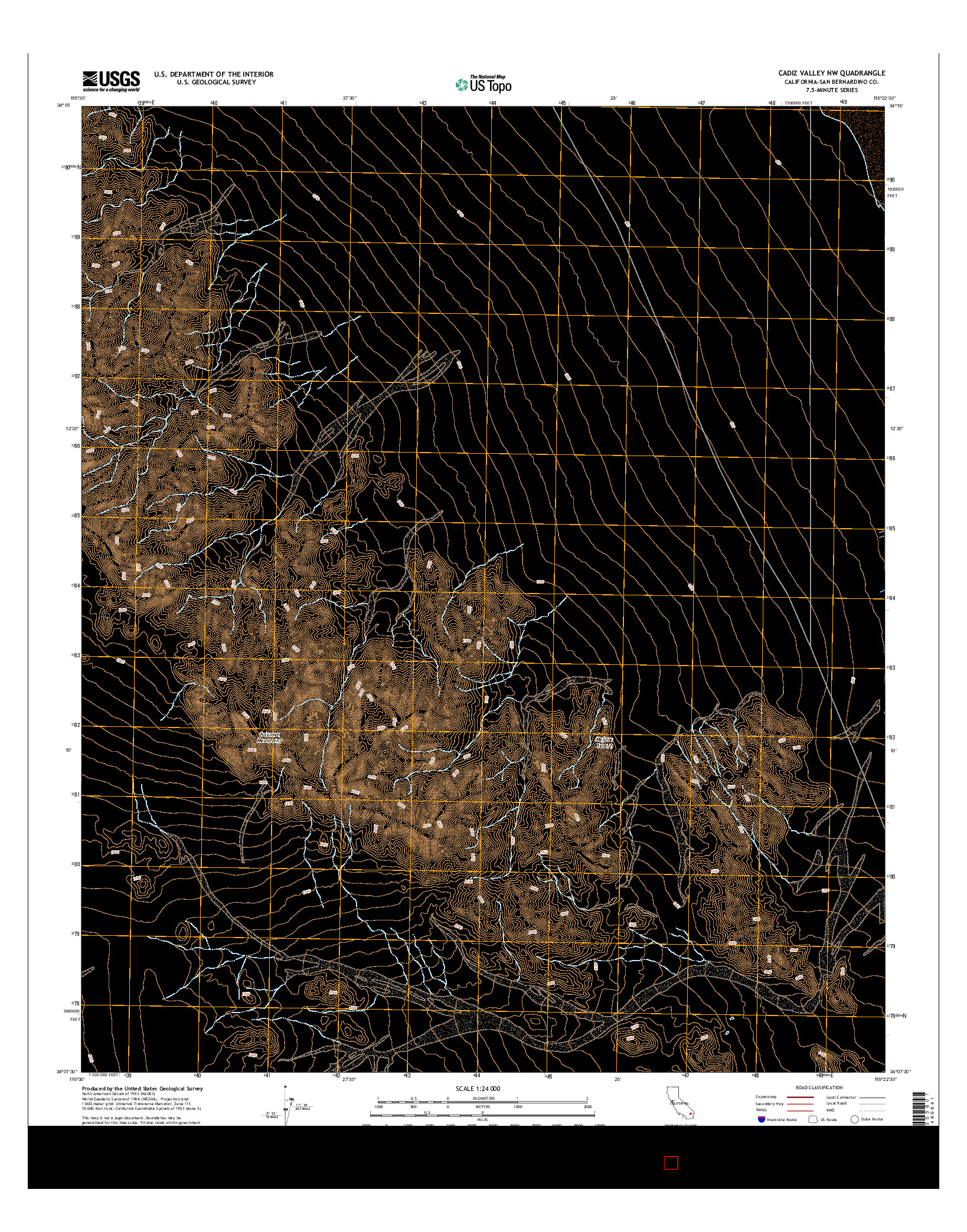 USGS US TOPO 7.5-MINUTE MAP FOR CADIZ VALLEY NW, CA 2015