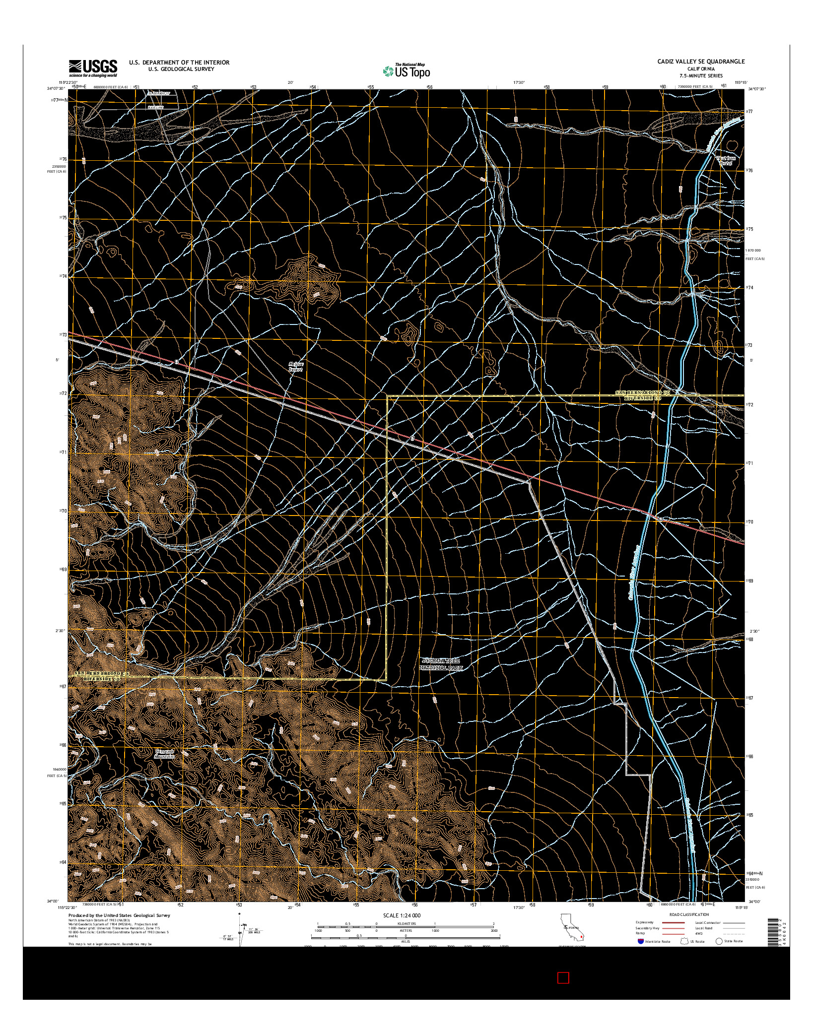 USGS US TOPO 7.5-MINUTE MAP FOR CADIZ VALLEY SE, CA 2015