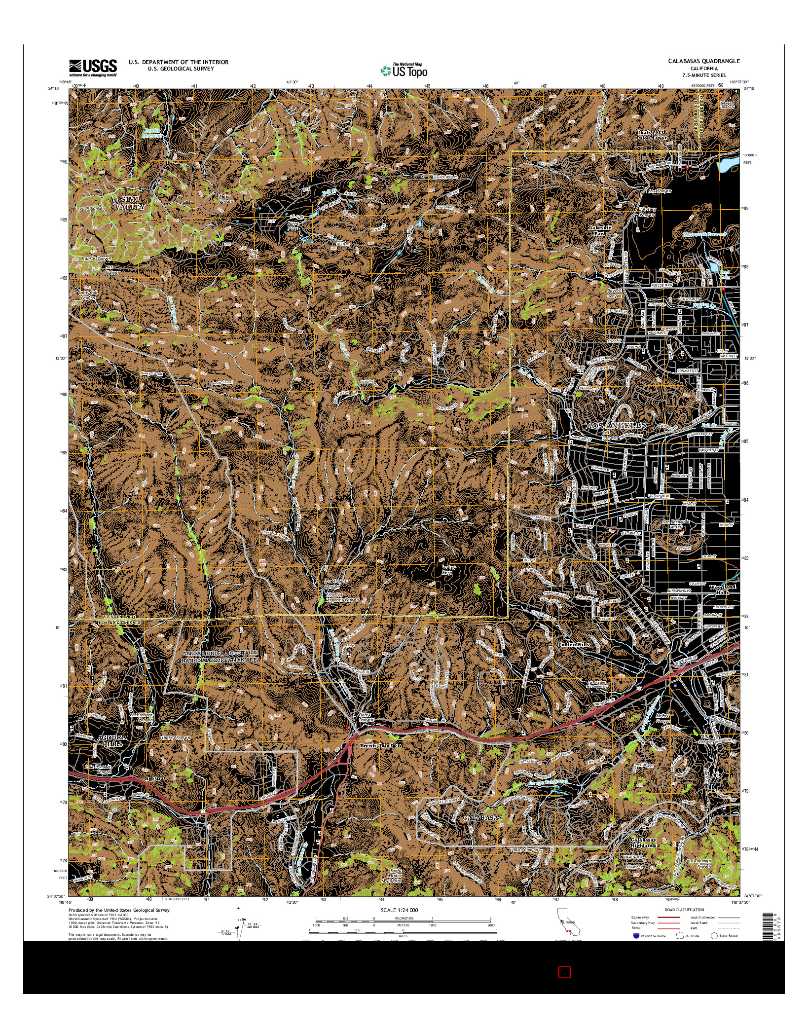 USGS US TOPO 7.5-MINUTE MAP FOR CALABASAS, CA 2015