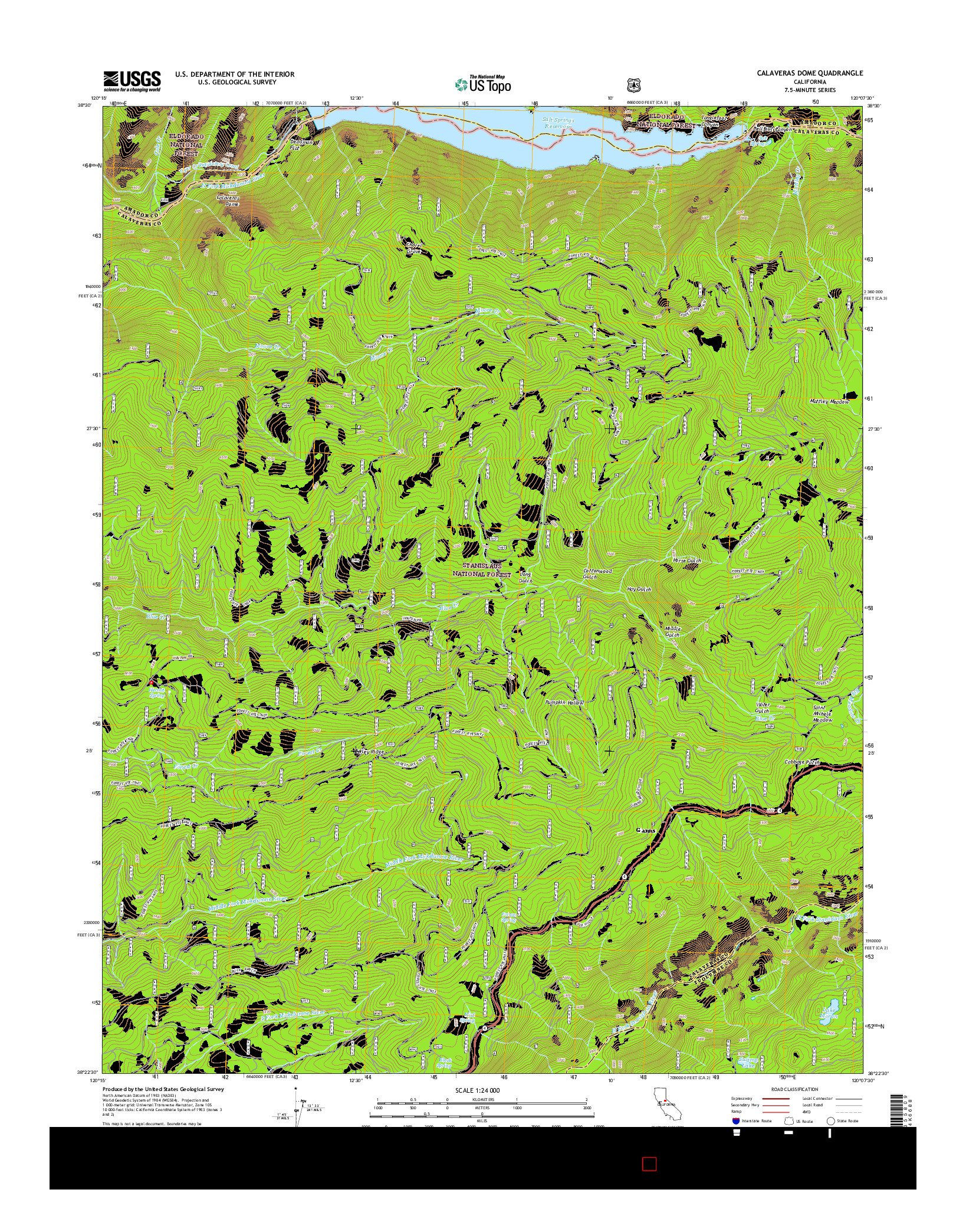 USGS US TOPO 7.5-MINUTE MAP FOR CALAVERAS DOME, CA 2015