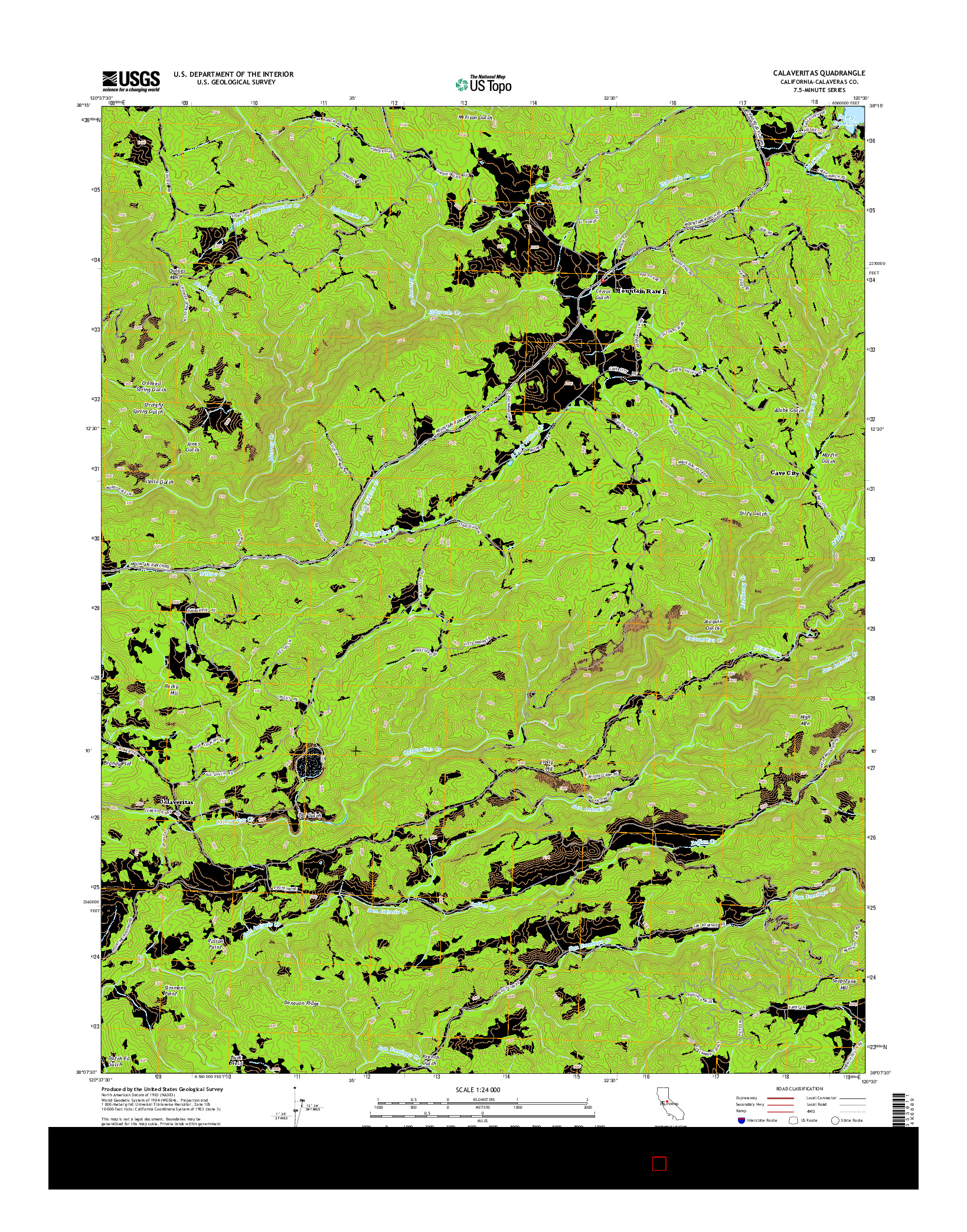 USGS US TOPO 7.5-MINUTE MAP FOR CALAVERITAS, CA 2015