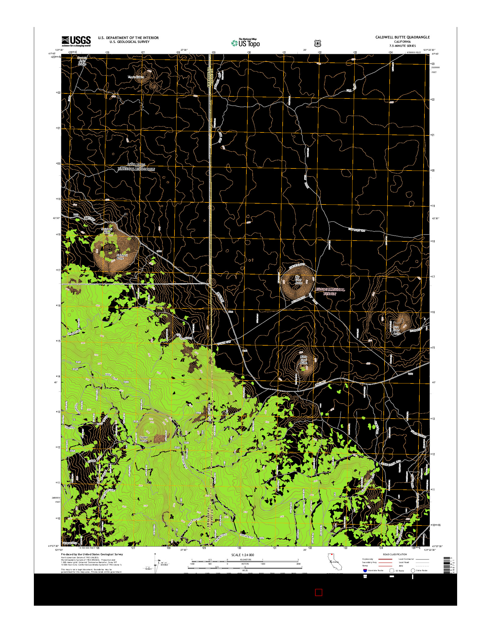 USGS US TOPO 7.5-MINUTE MAP FOR CALDWELL BUTTE, CA 2015