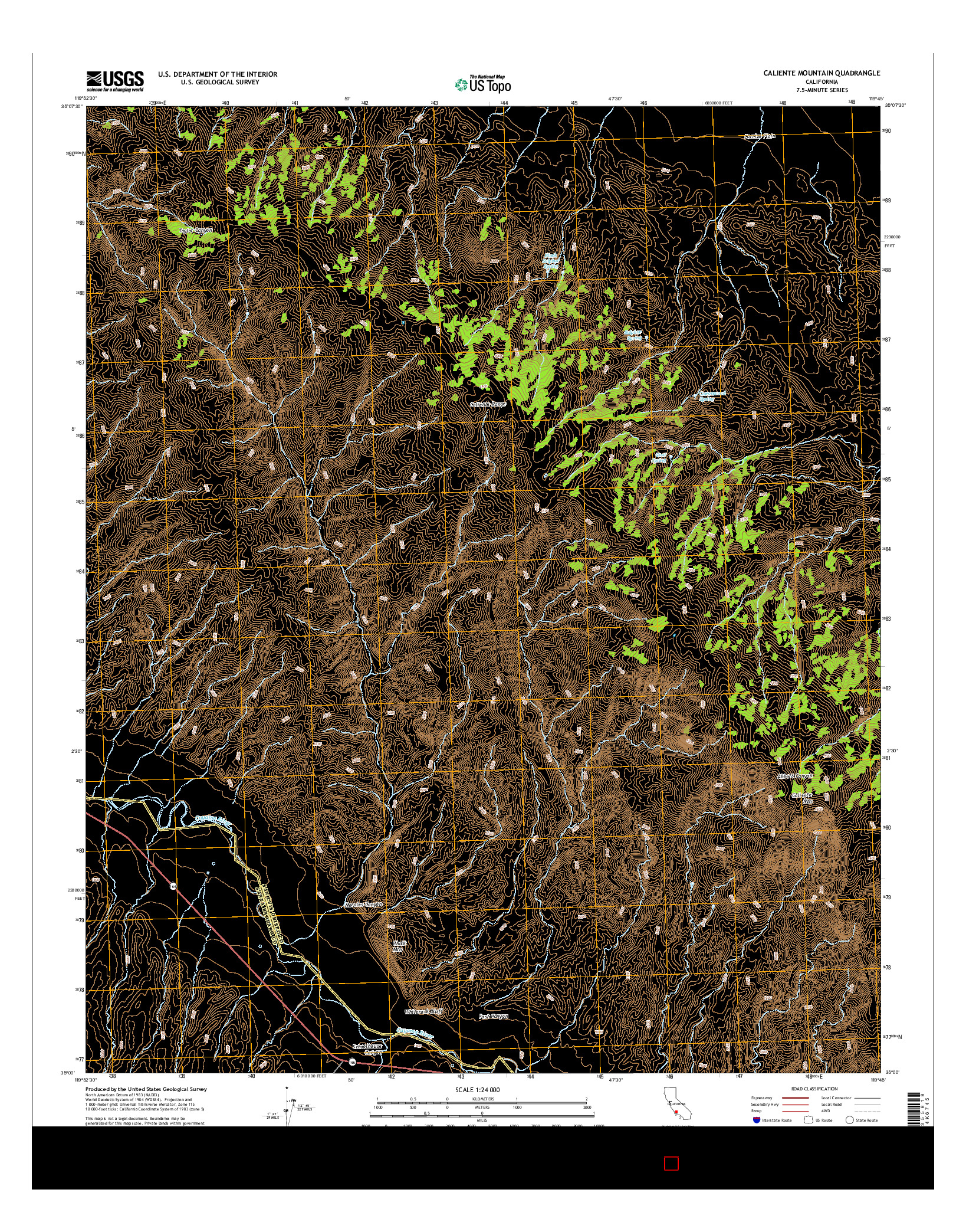 USGS US TOPO 7.5-MINUTE MAP FOR CALIENTE MOUNTAIN, CA 2015