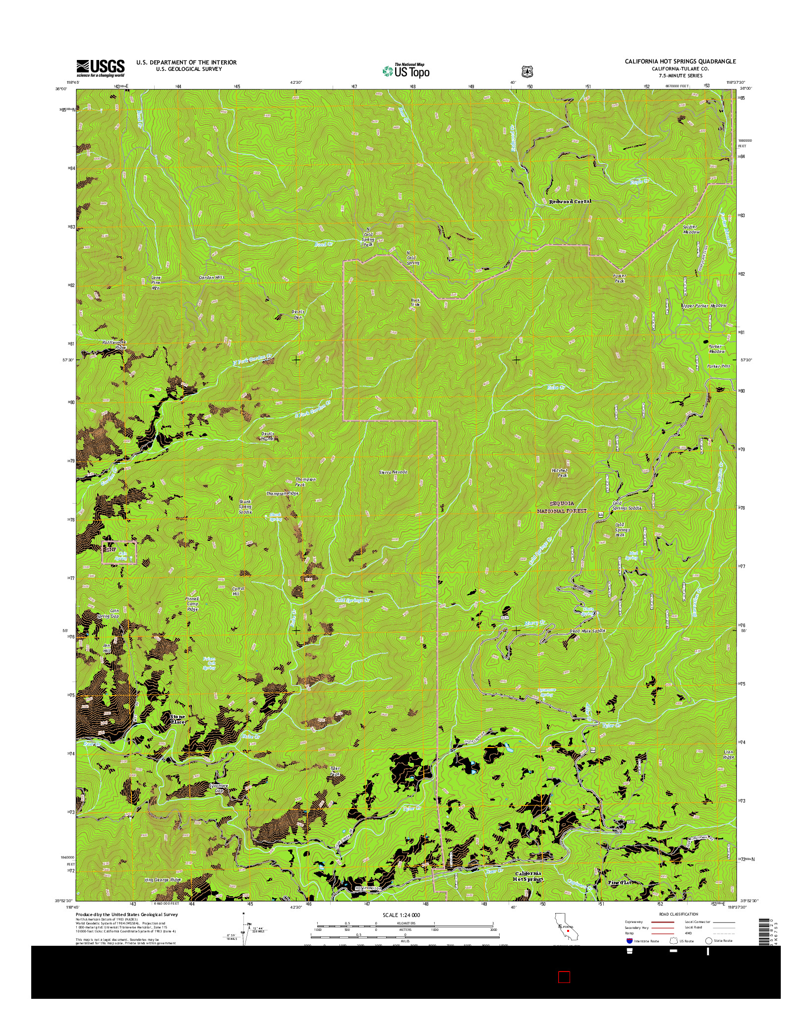 USGS US TOPO 7.5-MINUTE MAP FOR CALIFORNIA HOT SPRINGS, CA 2015