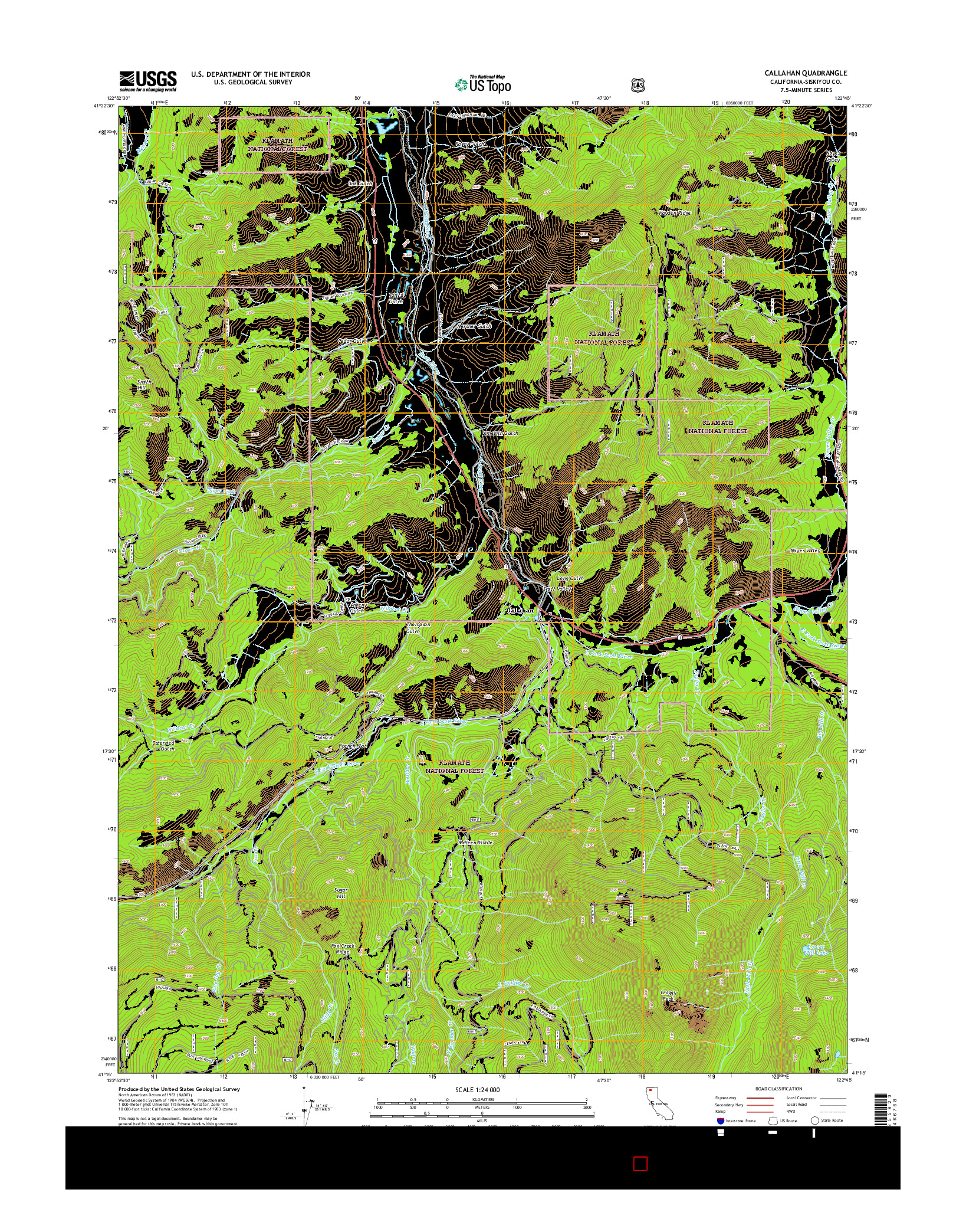 USGS US TOPO 7.5-MINUTE MAP FOR CALLAHAN, CA 2015