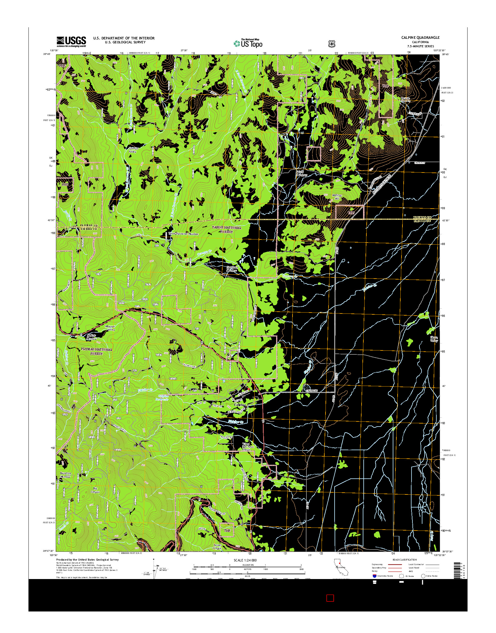 USGS US TOPO 7.5-MINUTE MAP FOR CALPINE, CA 2015