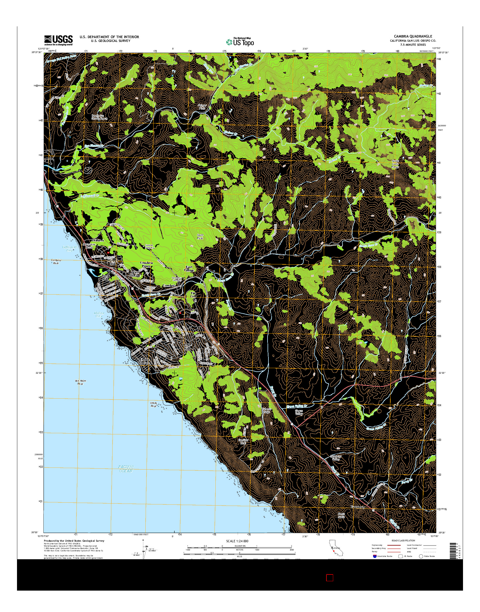 USGS US TOPO 7.5-MINUTE MAP FOR CAMBRIA, CA 2015