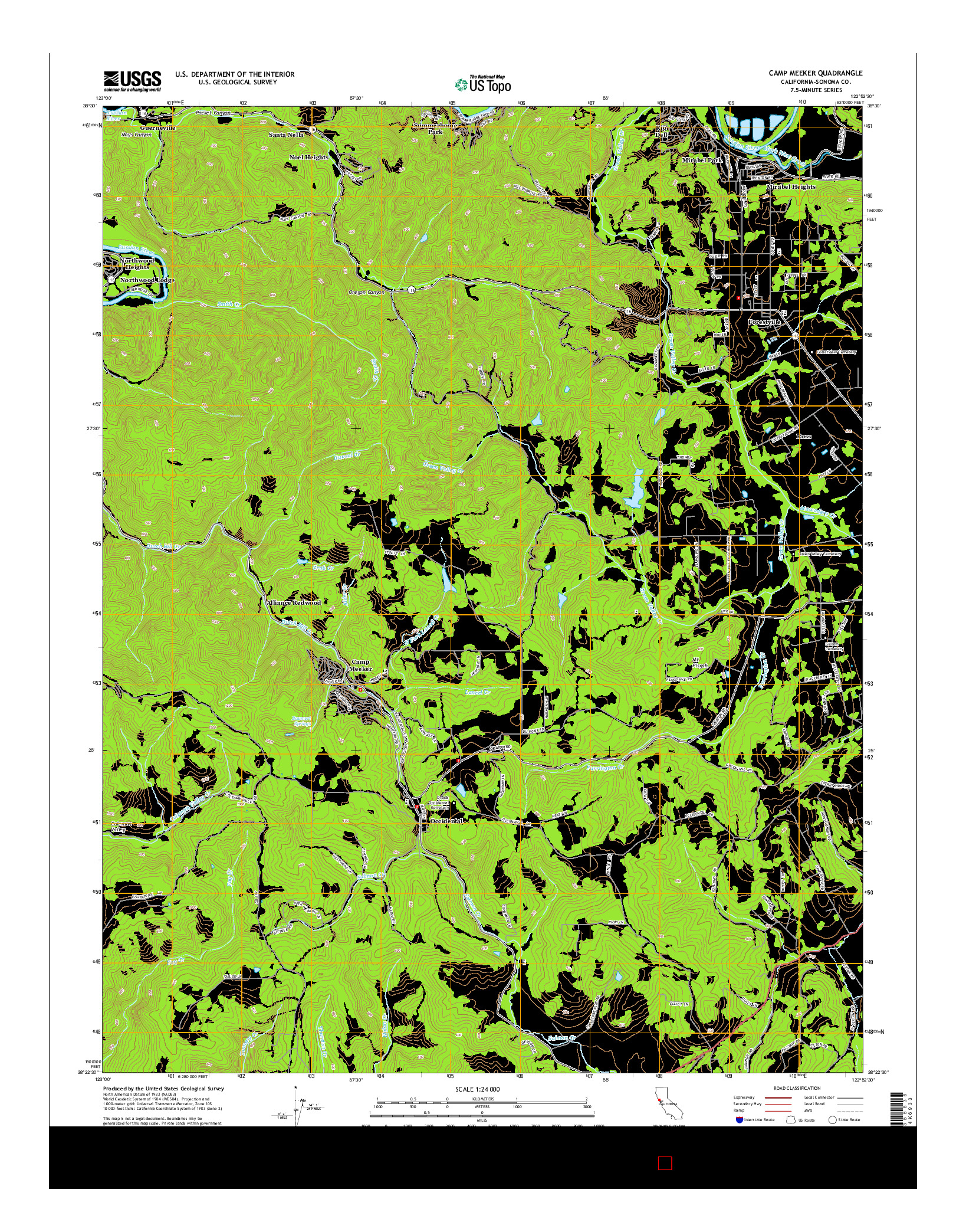 USGS US TOPO 7.5-MINUTE MAP FOR CAMP MEEKER, CA 2015
