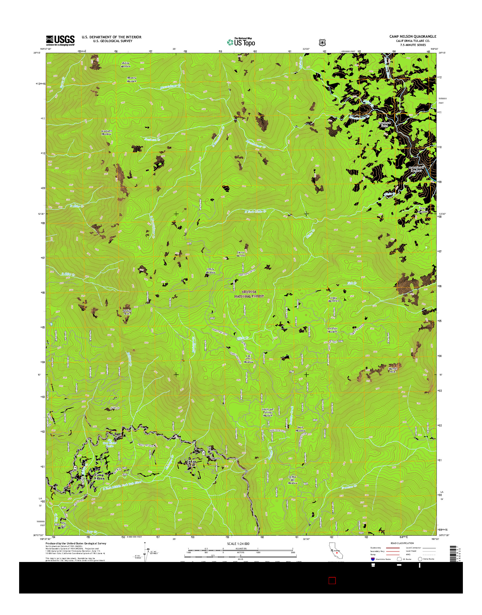 USGS US TOPO 7.5-MINUTE MAP FOR CAMP NELSON, CA 2015