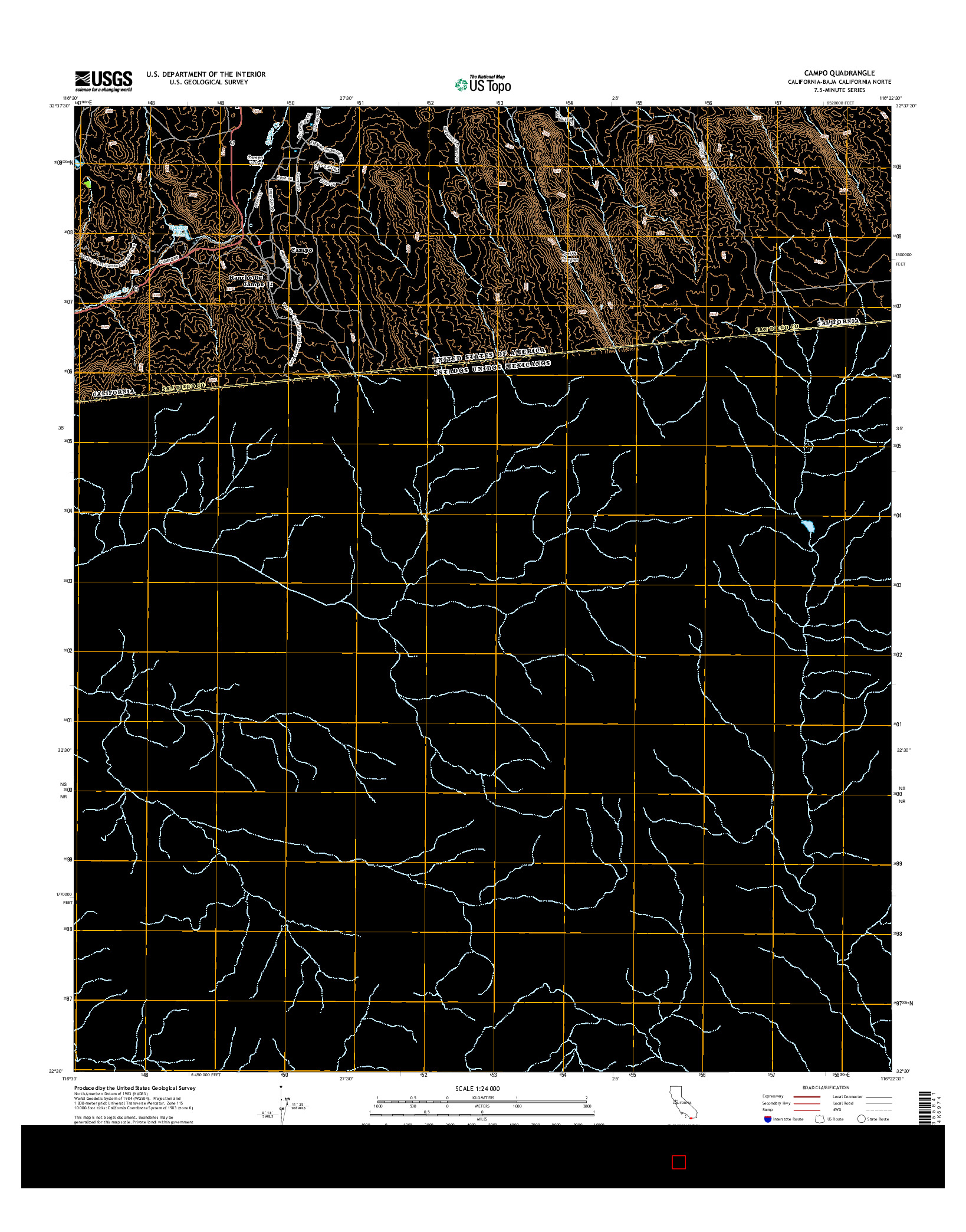 USGS US TOPO 7.5-MINUTE MAP FOR CAMPO, CA-BCN 2015