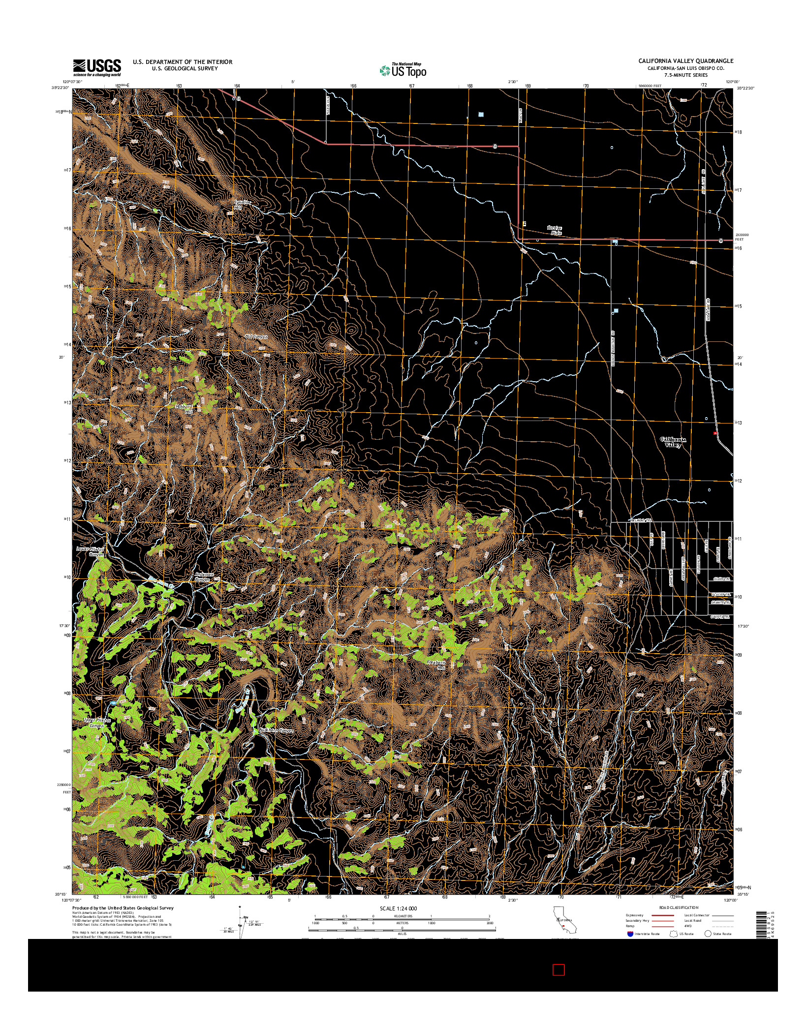 USGS US TOPO 7.5-MINUTE MAP FOR CALIFORNIA VALLEY, CA 2015