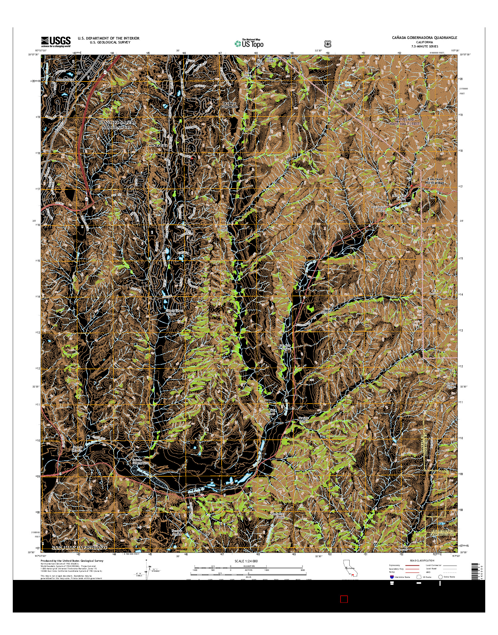 USGS US TOPO 7.5-MINUTE MAP FOR CAñADA GOBERNADORA, CA 2015
