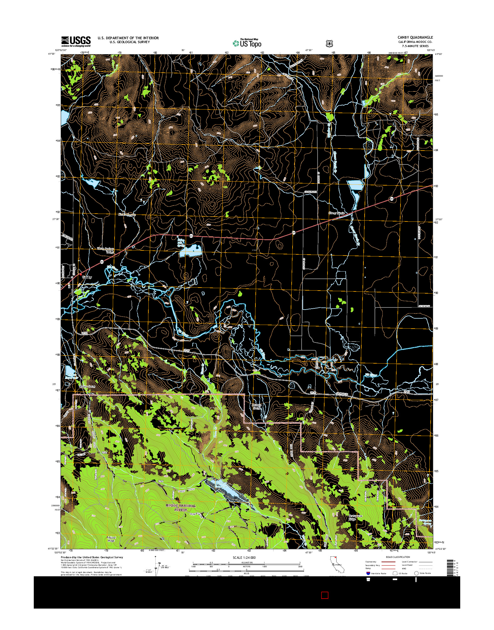 USGS US TOPO 7.5-MINUTE MAP FOR CANBY, CA 2015