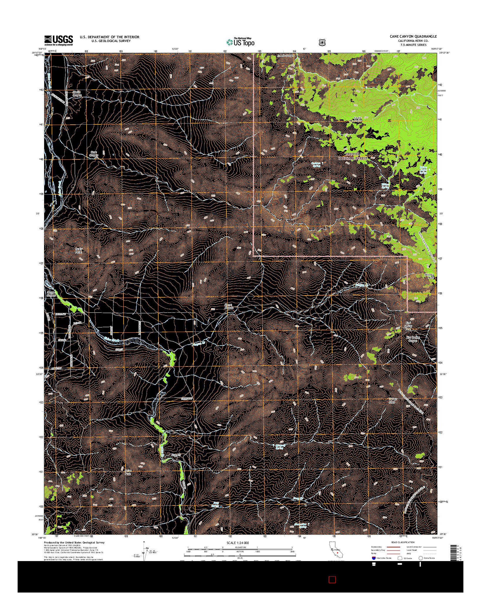 USGS US TOPO 7.5-MINUTE MAP FOR CANE CANYON, CA 2015