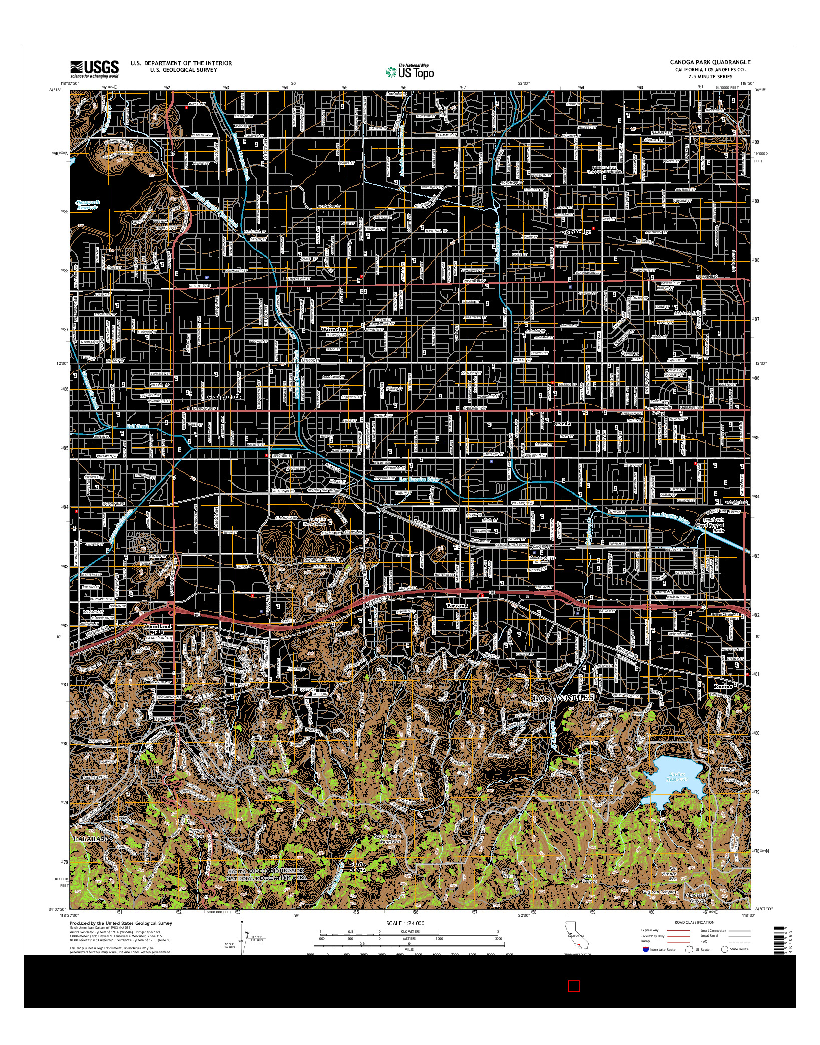 USGS US TOPO 7.5-MINUTE MAP FOR CANOGA PARK, CA 2015