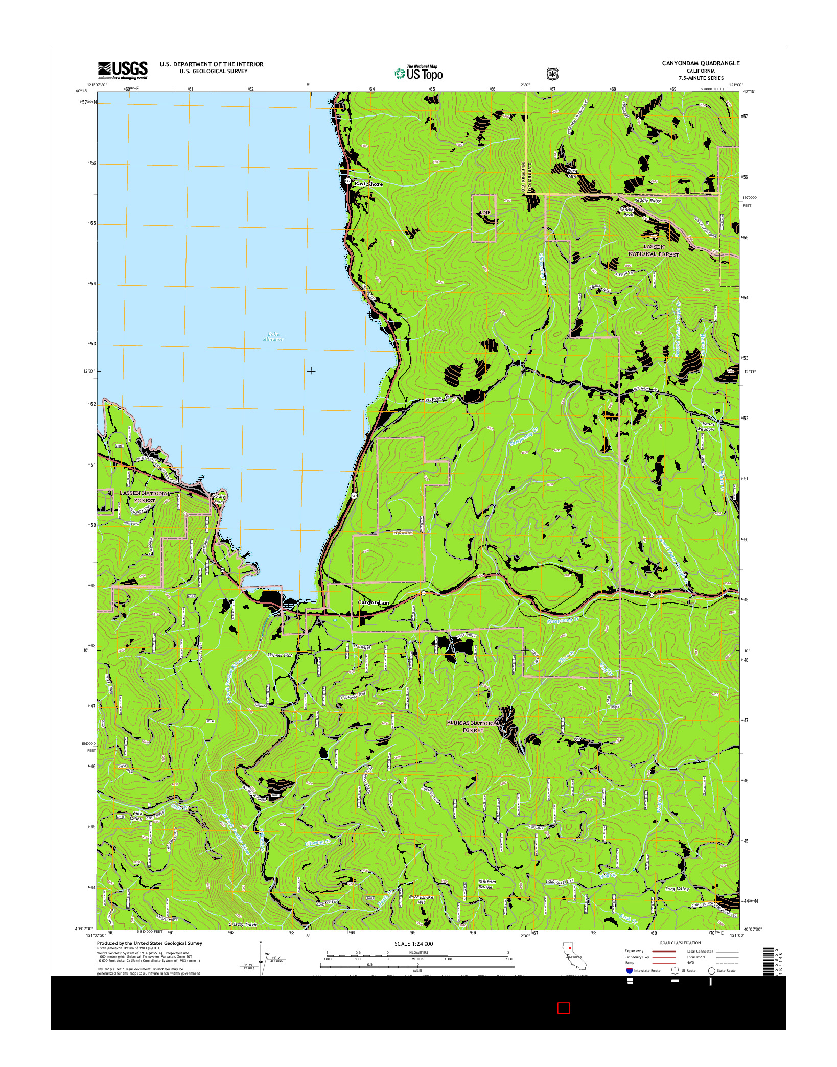 USGS US TOPO 7.5-MINUTE MAP FOR CANYONDAM, CA 2015