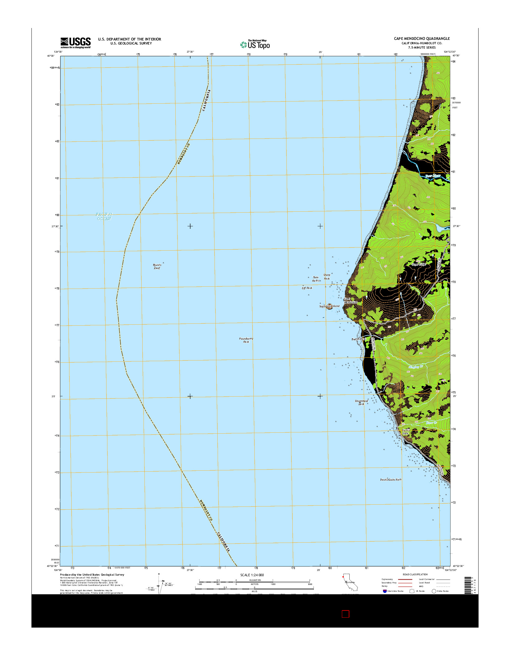 USGS US TOPO 7.5-MINUTE MAP FOR CAPE MENDOCINO, CA 2015